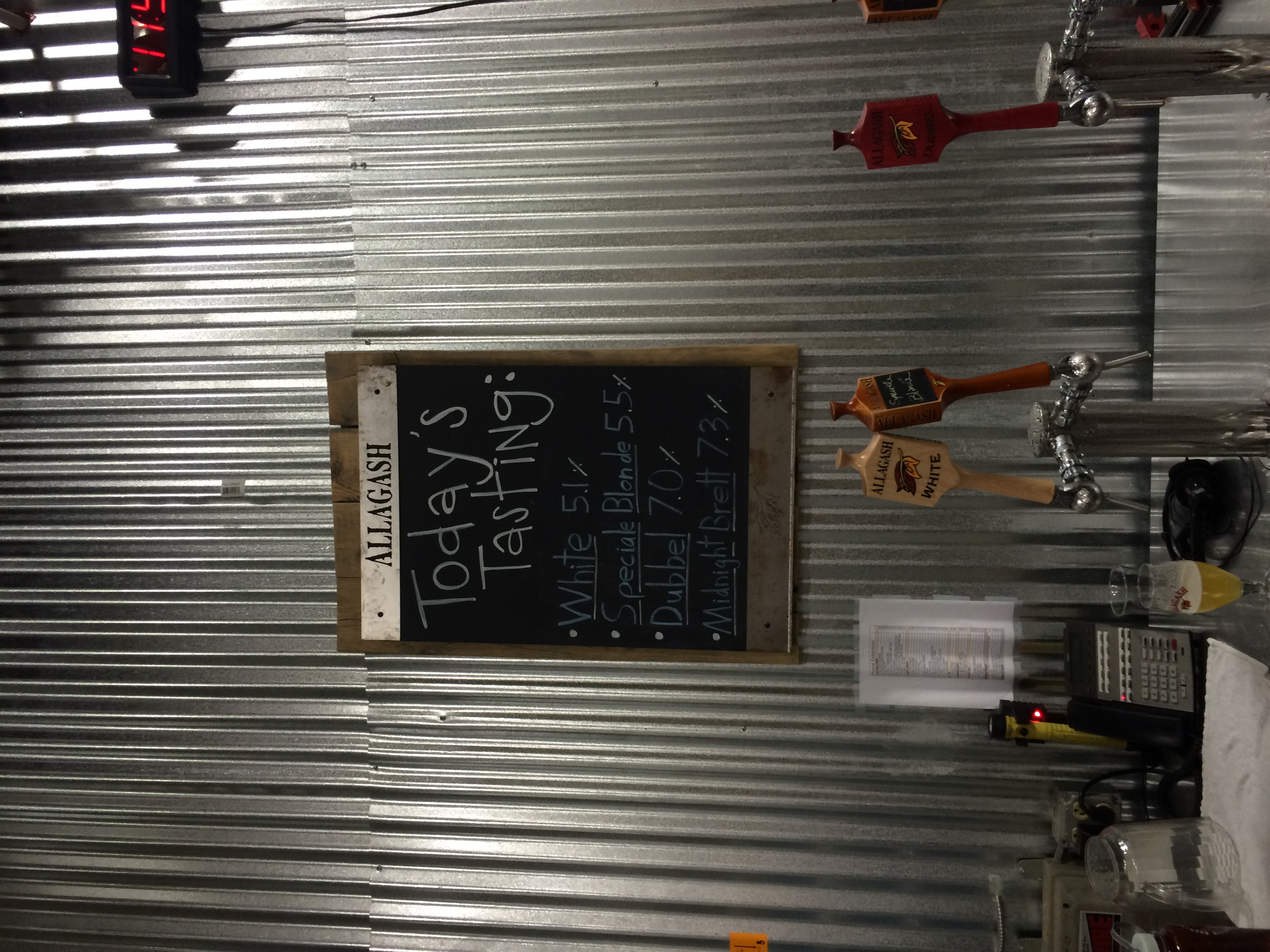 The line up for our tasting: The White, the Special Blonde, the Dubbel and the Midnight Brett