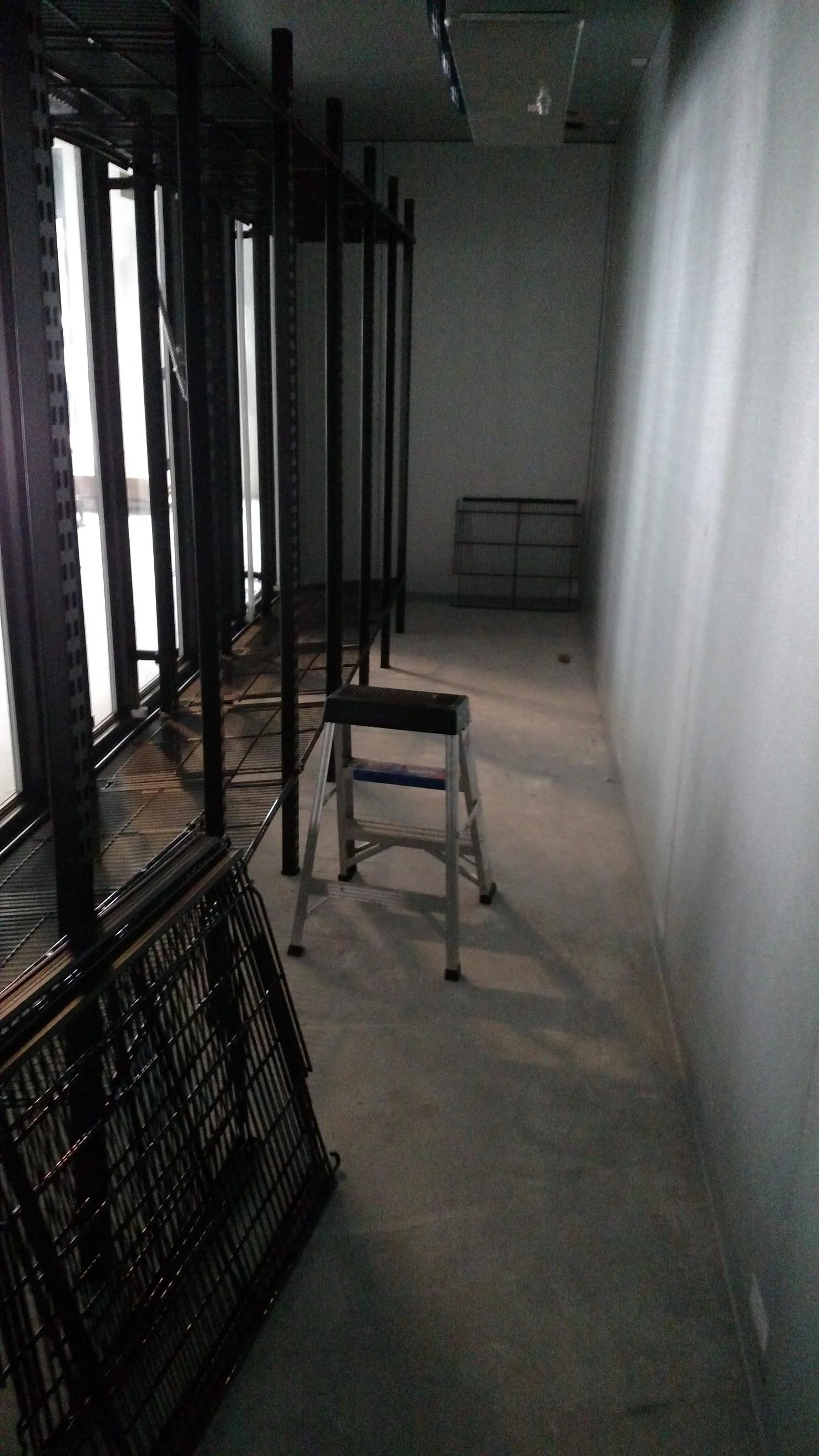 A view from the inside. Shelves for beer on the left. Taps for growlers straight ahead (envision it, everyone)
