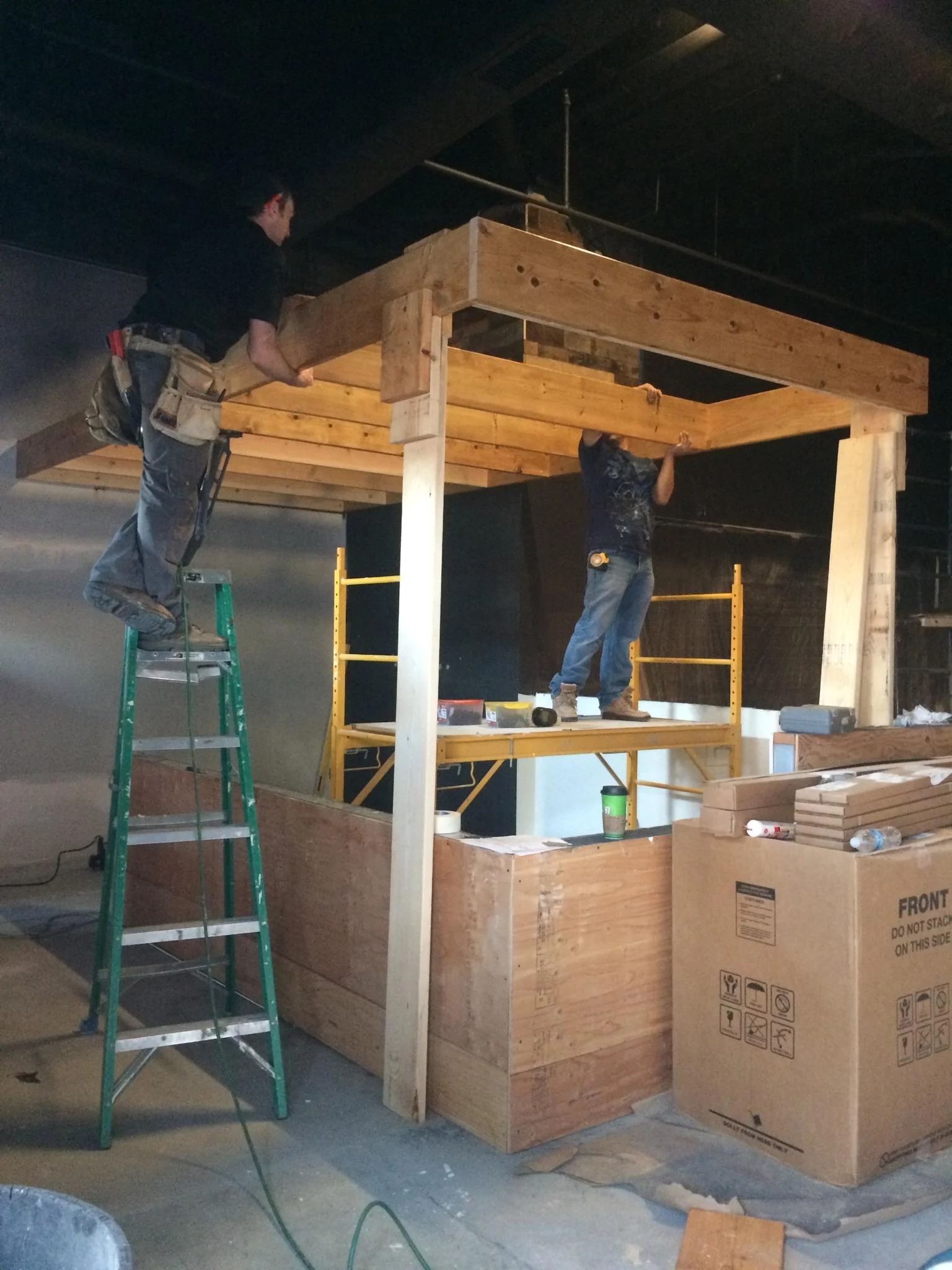 Building the trellis, before hanging it from the ceiling!