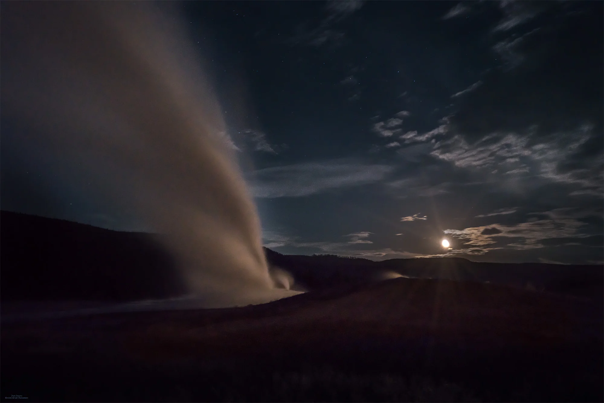 Moonrise On Old Faithful
