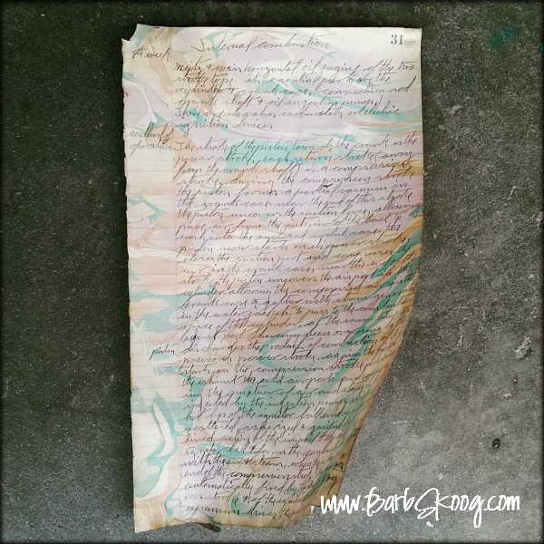 Marbled pages from a very, very old ledger/journal.