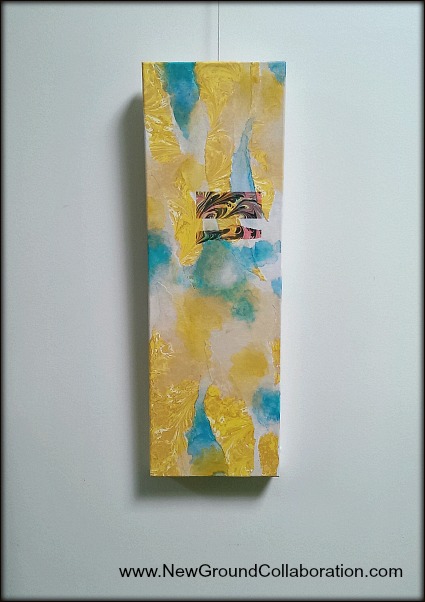 Unremembered, Air ~ Acrylic, Collage, and Marbling on Canvas, 8"x24"