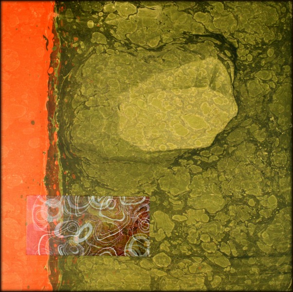 Inside Underneath, 2015 Marbled Wood Panel 20" x 20" x 1.5"