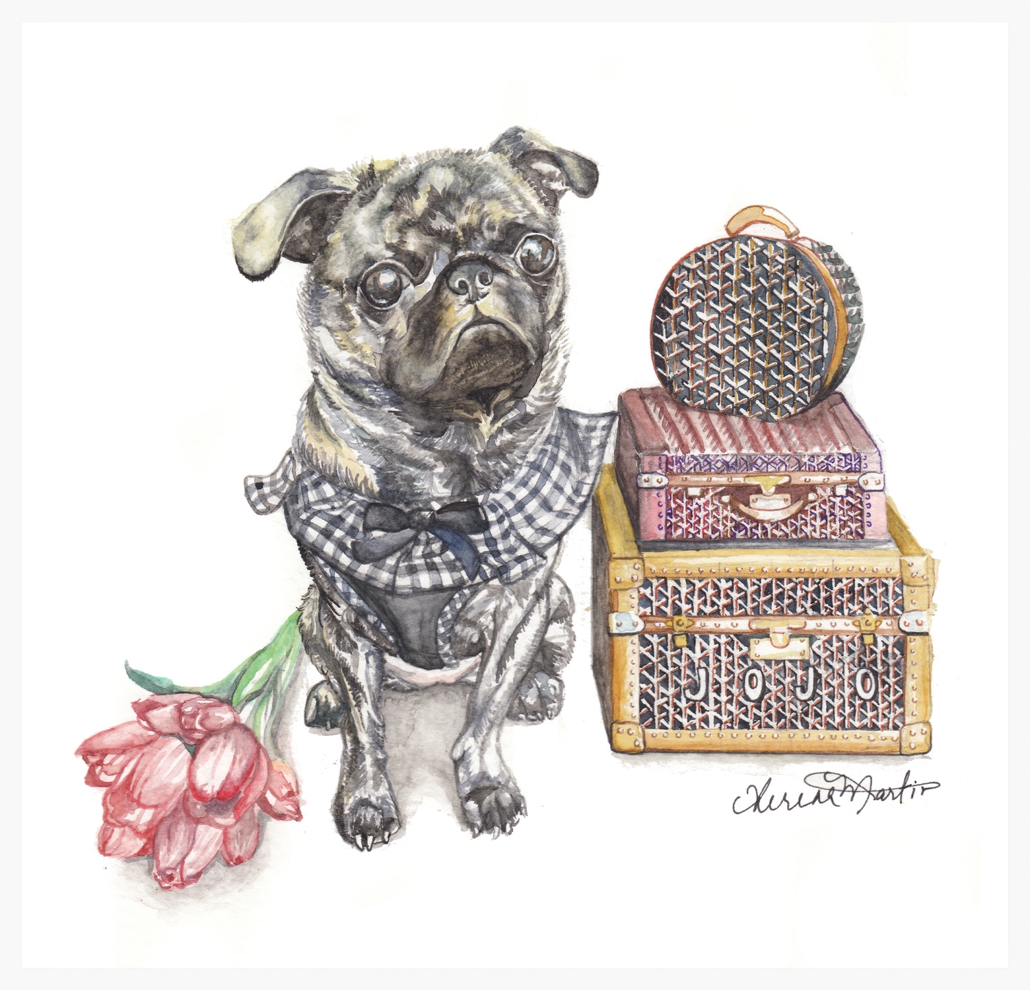 Jetsetter Jojo the Brindle Pug