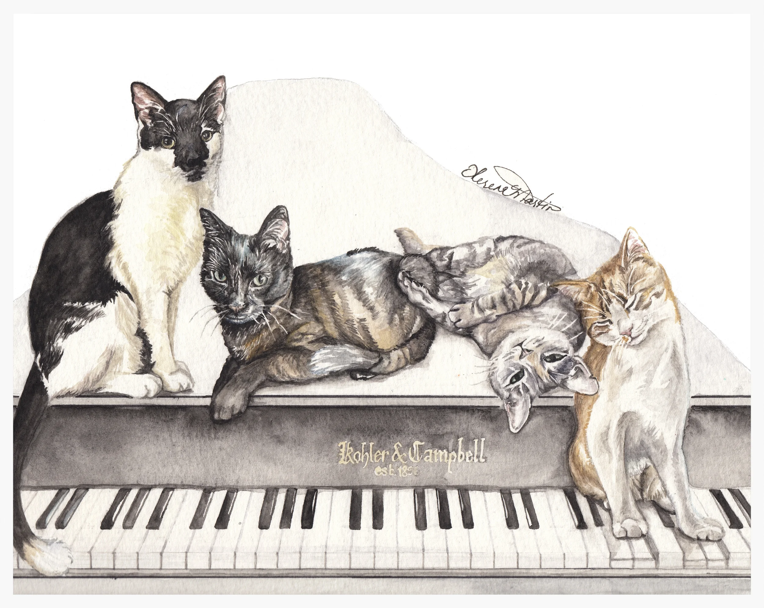 Cats on Piano