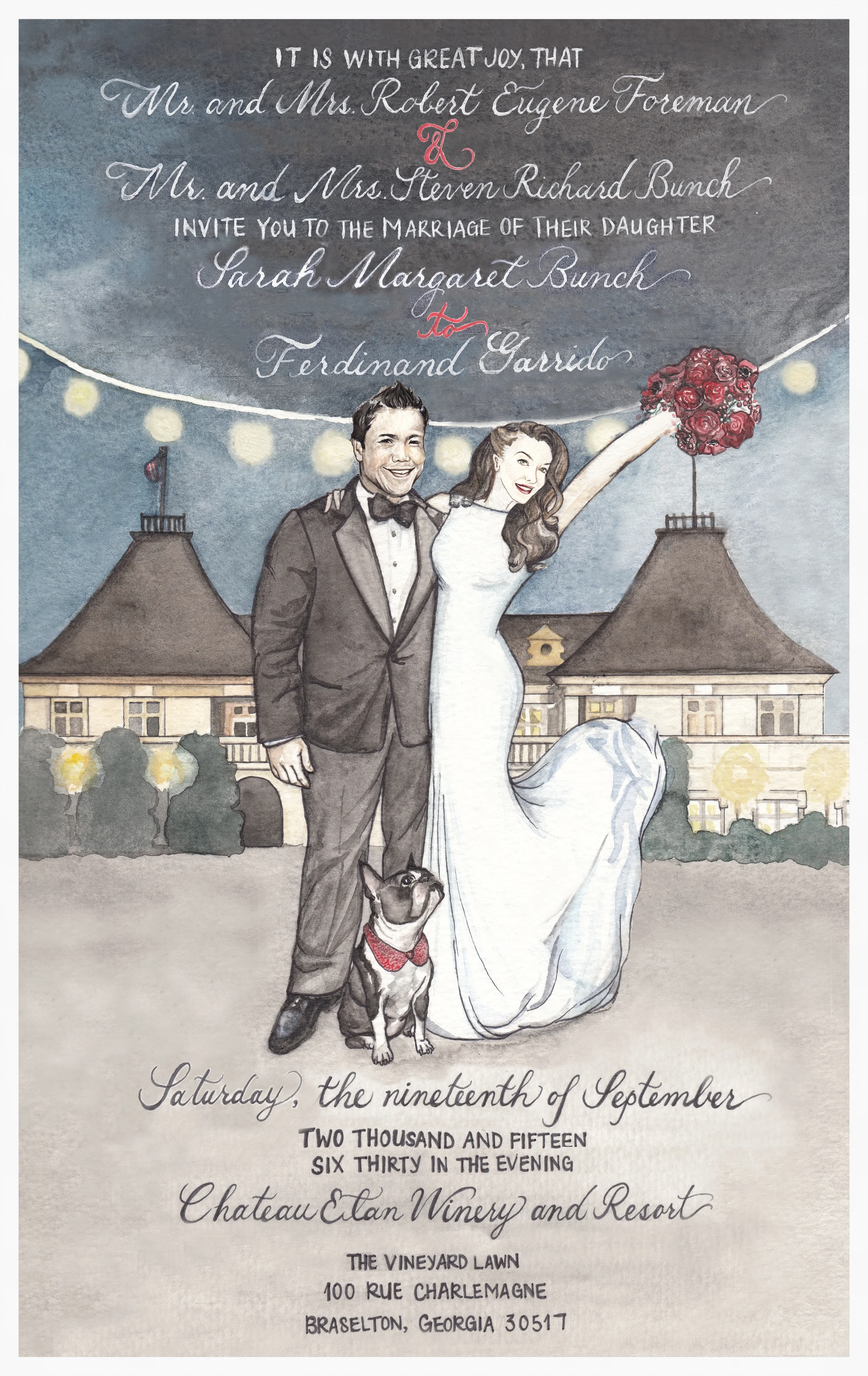 Custom Couples Portrait Wedding Invite 