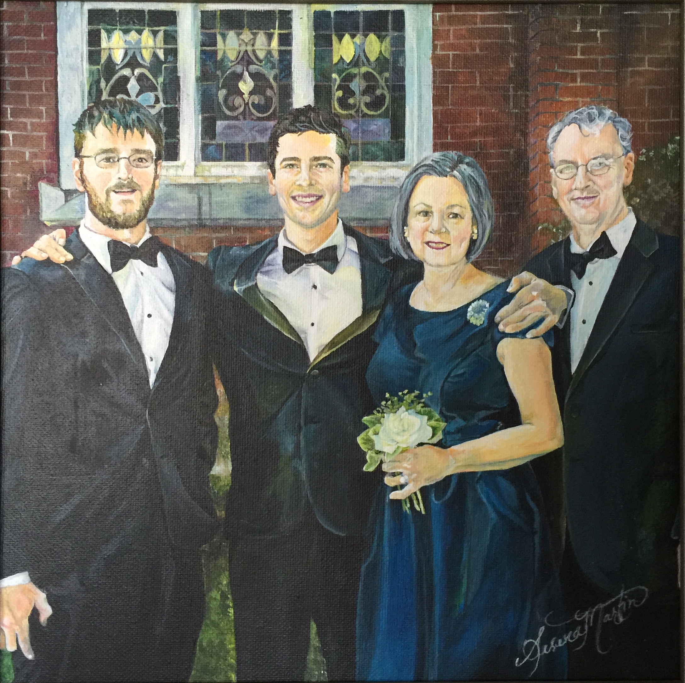 The Martins (on the day I became a Martin :) ) I painted this in Dec. 2014 as my Christmas gift to my Mother and Father in-law Left to right: Sheppard Martin (Blake's older brother), Blake (my husband), Jamie and Steve Martin (my in-laws) 