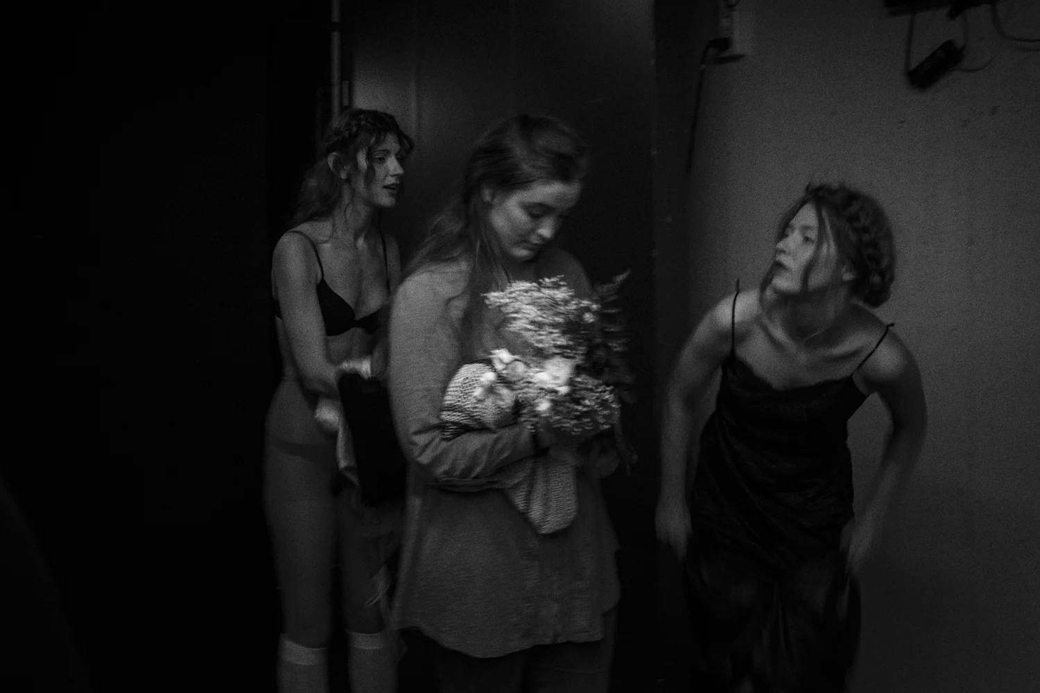Models getting ready backstage