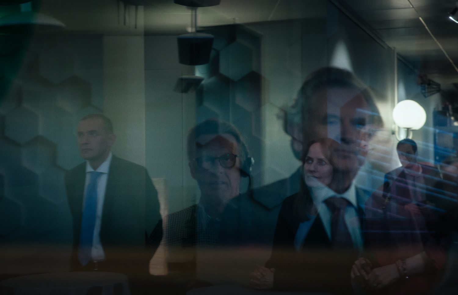 Guðni seen here with other candidates at the national TV station RÚV on election night
