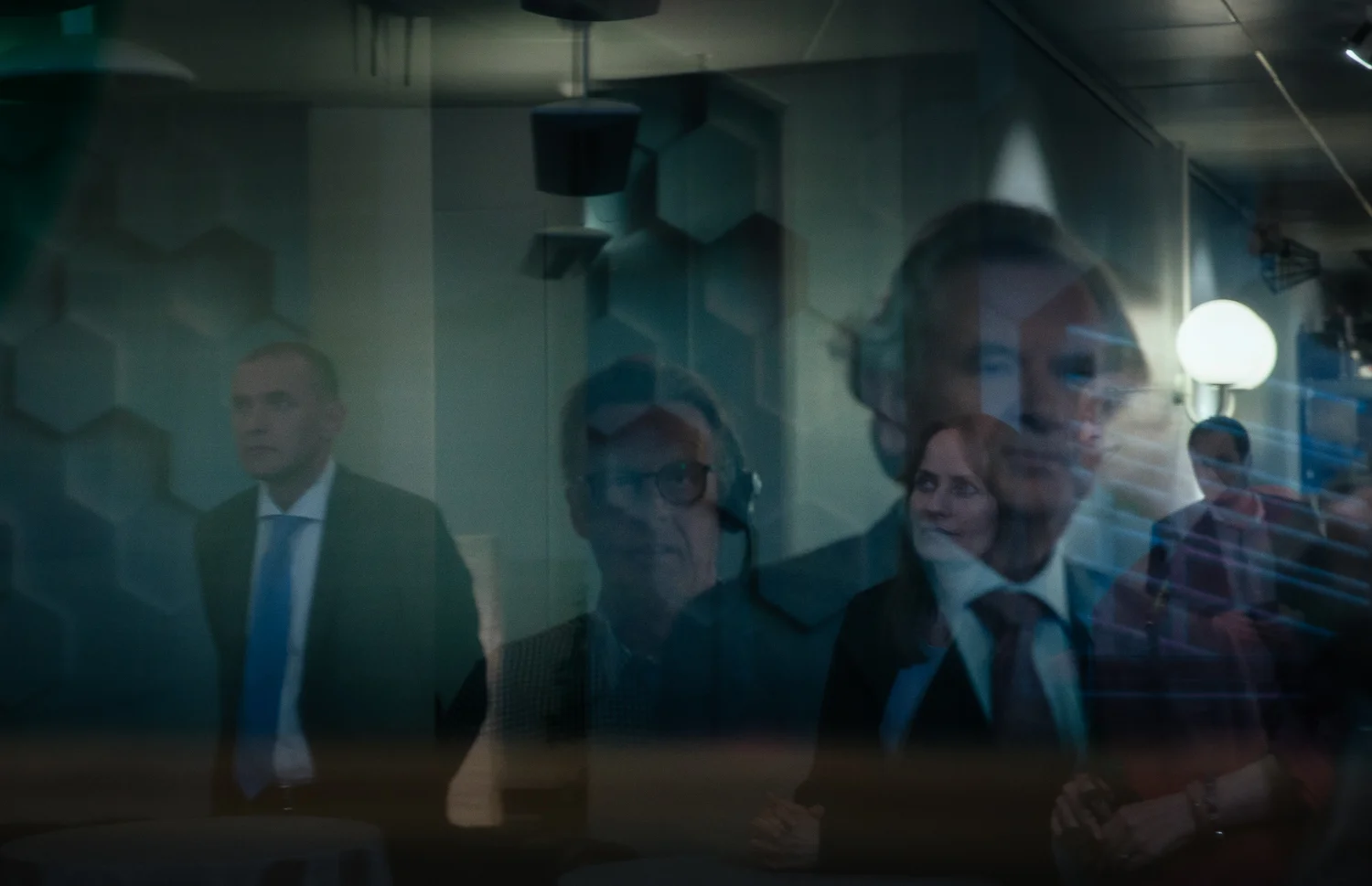 Guðni seen here with other candidates at the national TV station RÚV on election night