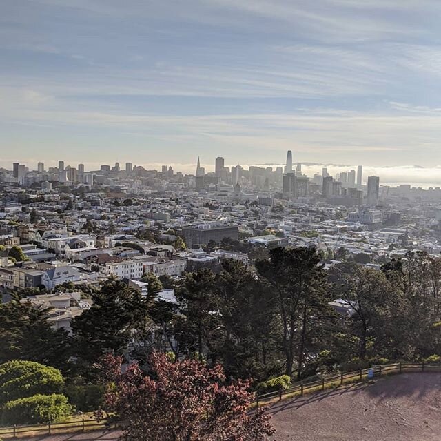 The fog surrounded the whole city - sitting watching menacing from the bay eyeing downtown, then Bernal was in a losing battle as it fought it back but it took over it's peak, Noe was engrossed and Sutro and Twin Peaks were winning. #coronaheights #i