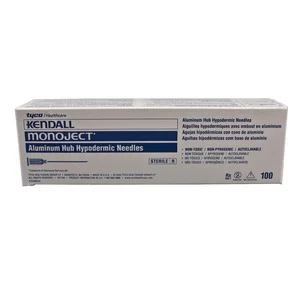 Monoject Hypodermic Needle Kendall is a hinged safety device offering protection with just a finger push. Disposable plastic hub 30GA short, 27GA long 100/bx.
