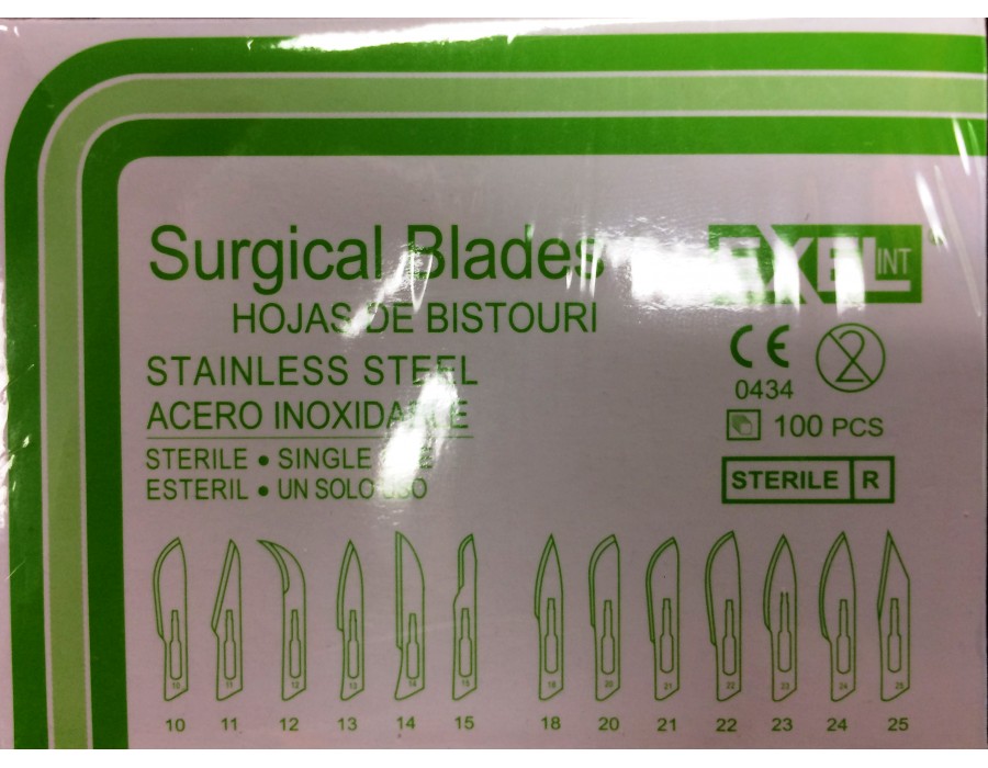 STERILE SURGICAL BLADE - 100/PKGSTAINLESS STEEL