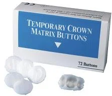 Temporary Crown Matrix Buttons ADP, the fastest and simplest way to make custom impressions for temporary crowns, Box of 72 thermoplastic impression buttons.