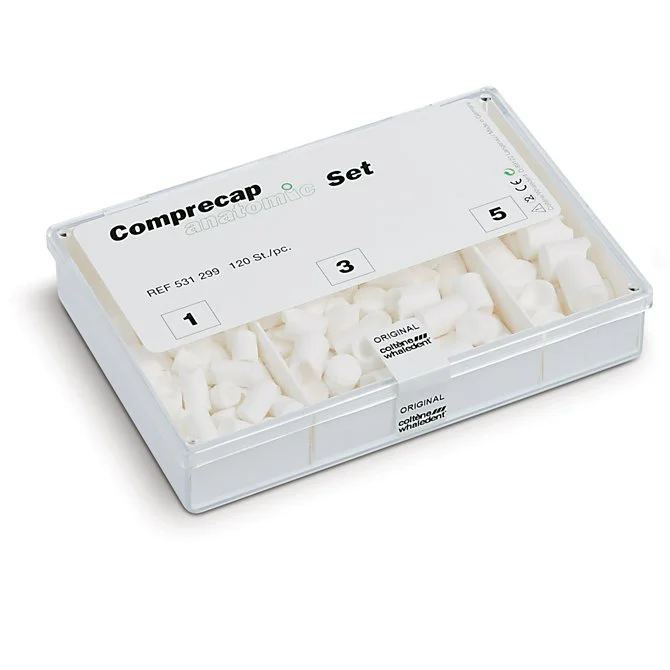 ROEKO Comprecap compression caps stop bleeding naturally by compression and control the moisture. The use is simple and supports impression preparation.