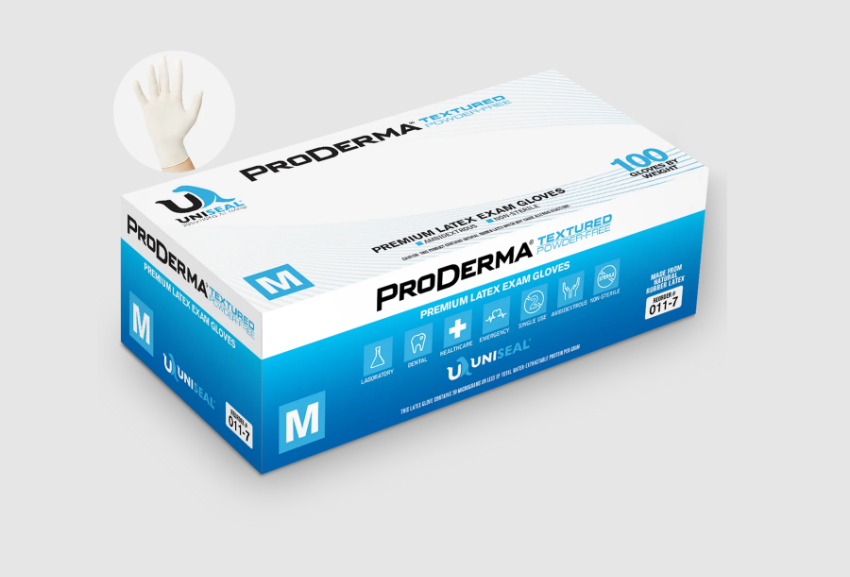 Uniseal® Proderma Powder-Free Textured Exam Gloves are top-of-the-line, low protein gloves that provide maximum skin comfort.