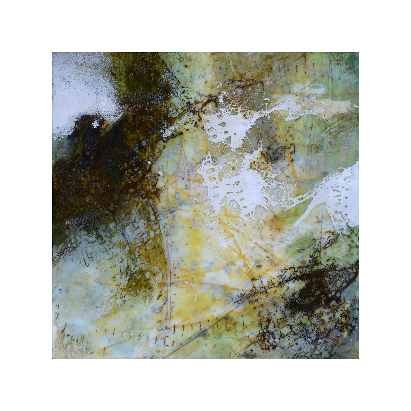 Lakeshore Tracks 3 12 x 12 Encaustic on Panel $300