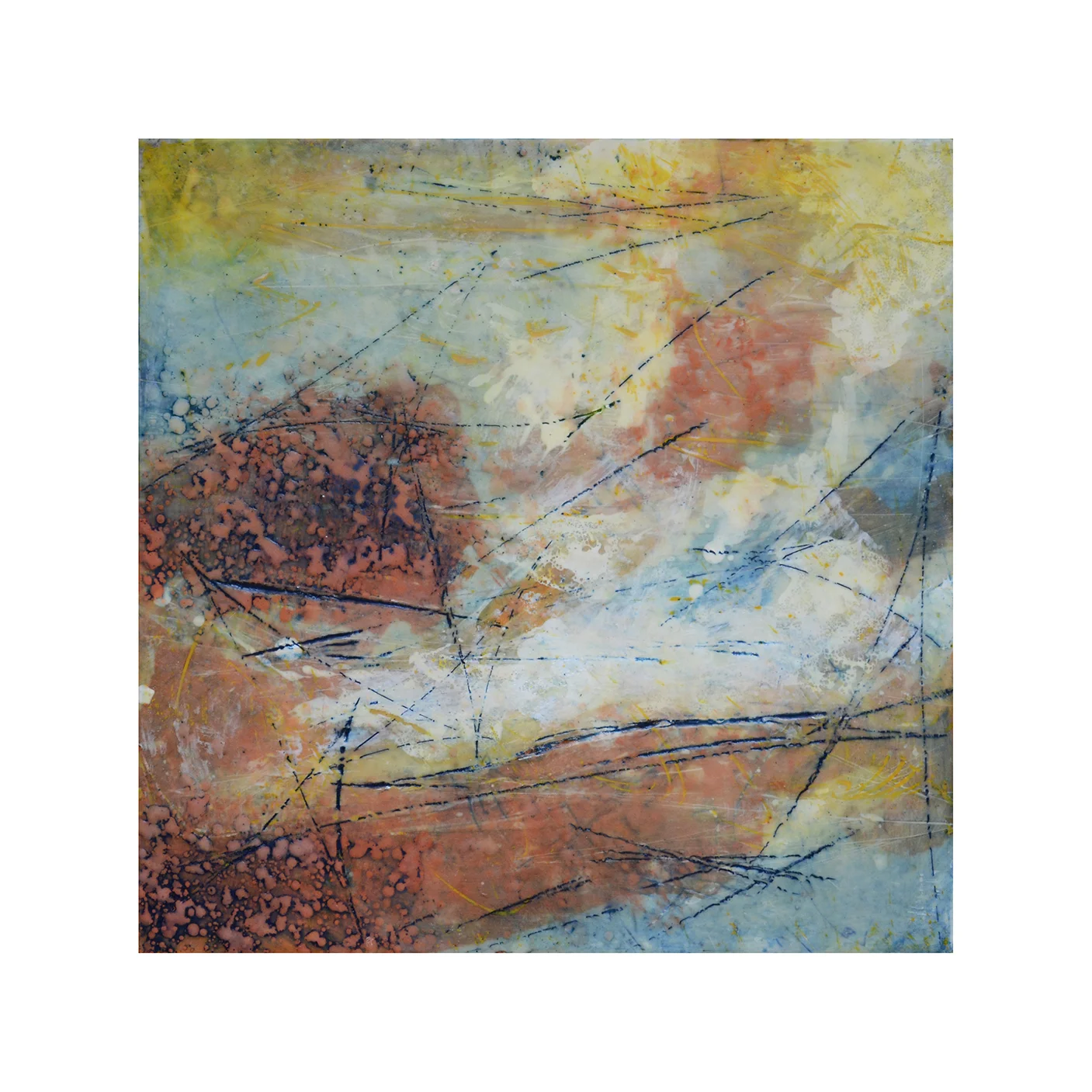 Rugged Terrain 12 x 12 Encaustic on Panel $300