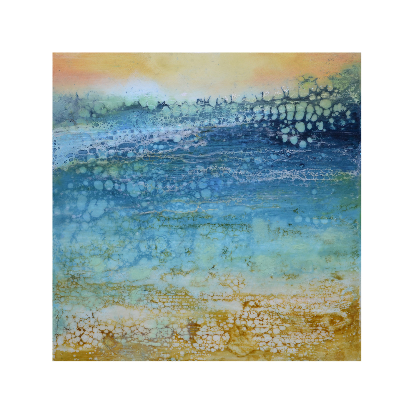   Tranquil Shore 1   12 x 12  Encaustic on Panel  $300 