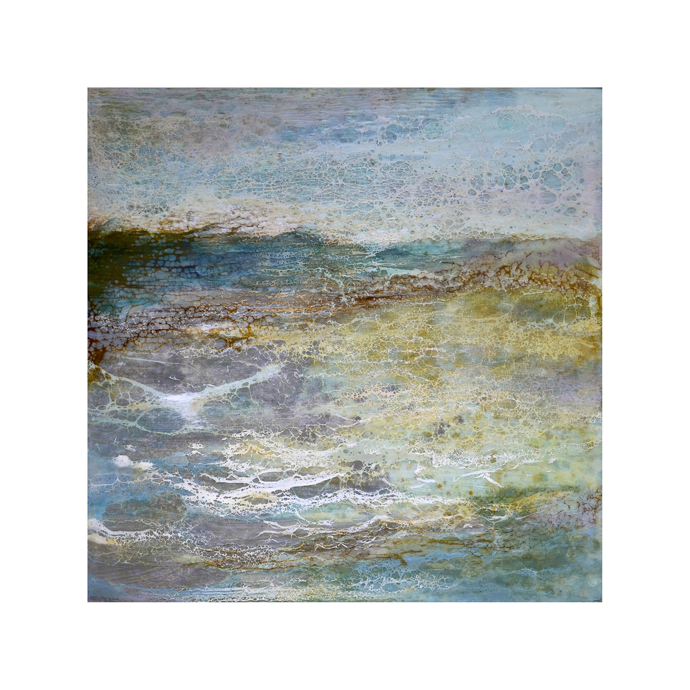   Tranquil Shore 4   12 x 12  Encaustic on Panel  $300 