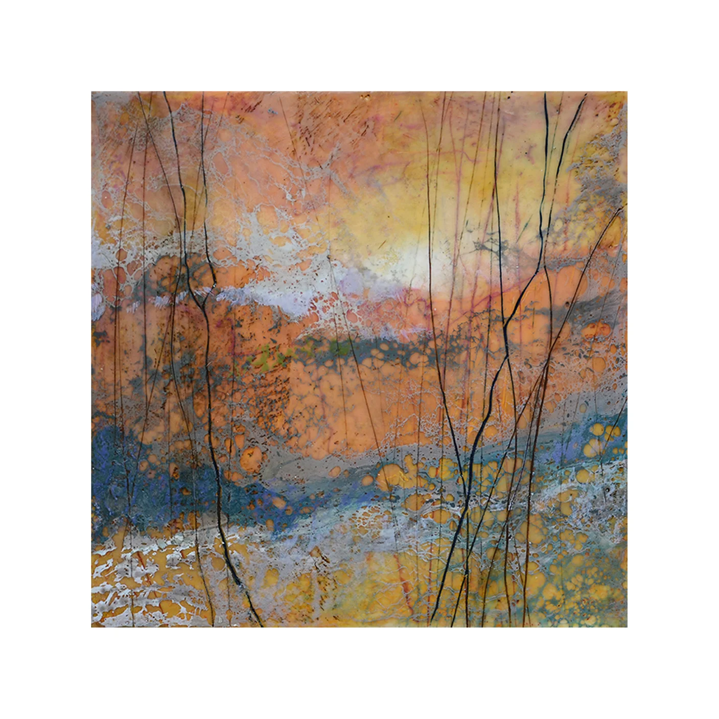 Wooded Hills - SOLD 12 x 12 Encaustic on Panel