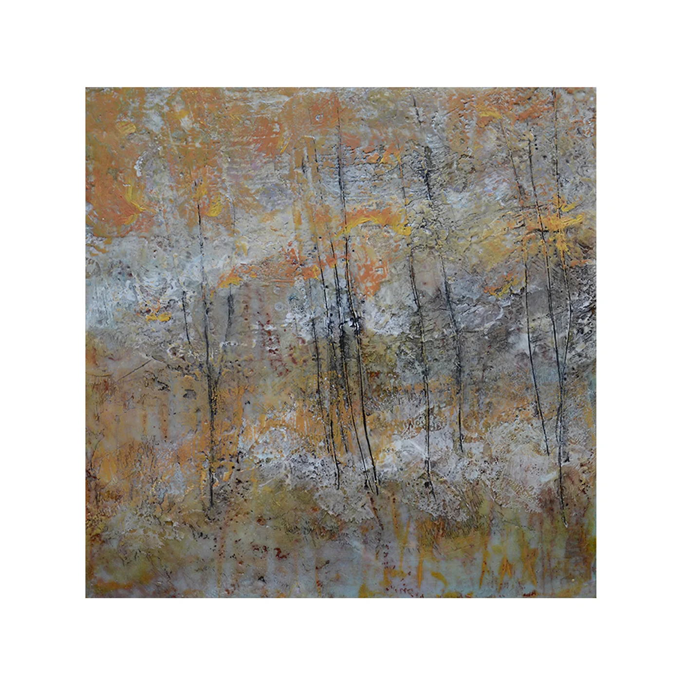 Wooded Hills 12 x 12 Encaustic on Panel $300