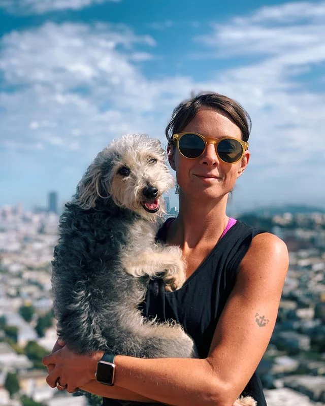 soda, abby, me, and cloud shadows on bernal today 🌤🌤🌤