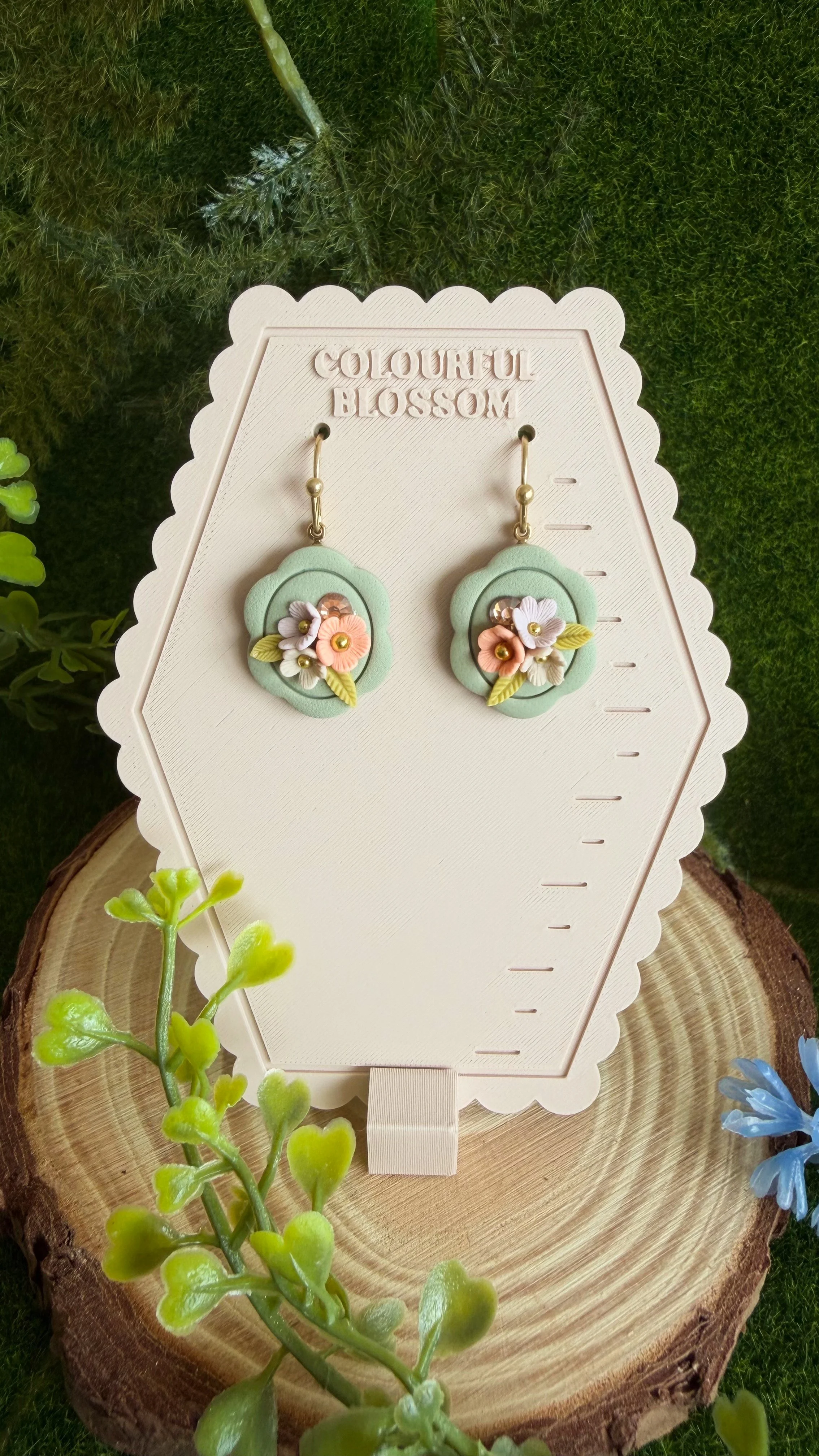 Camafeo Floral Earrings - Verde