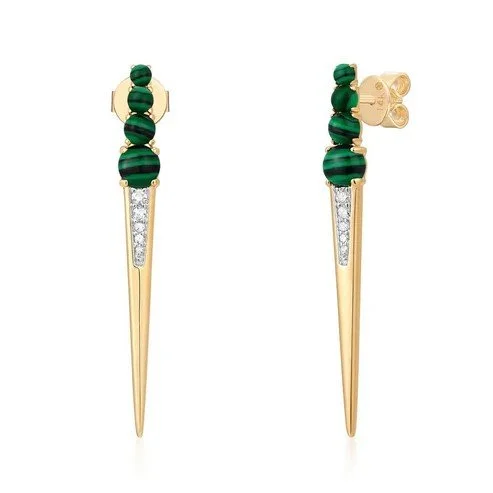 Malachite and Diamond Dagger Earring