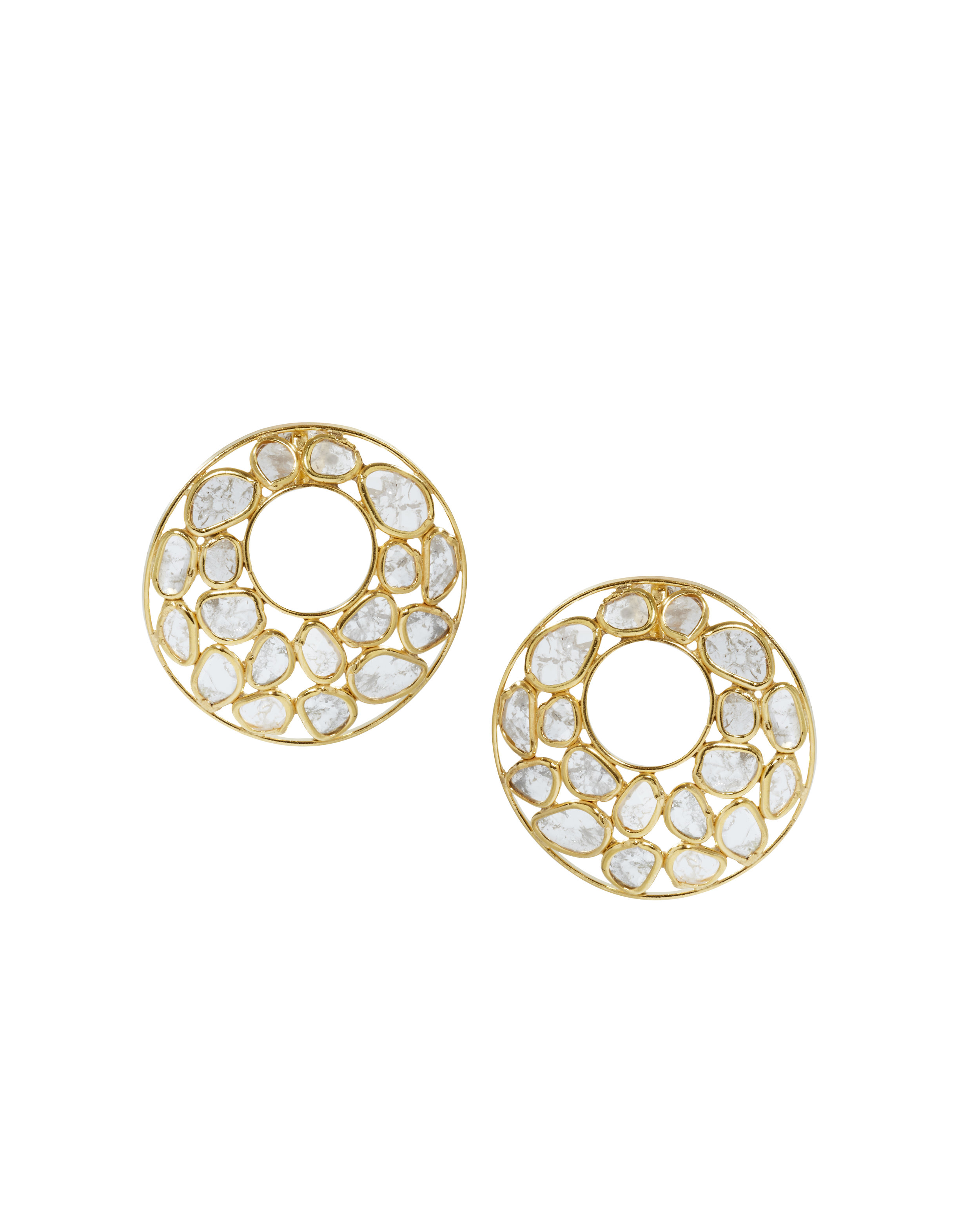 Olympia Oval Sliced Diamond Earrings