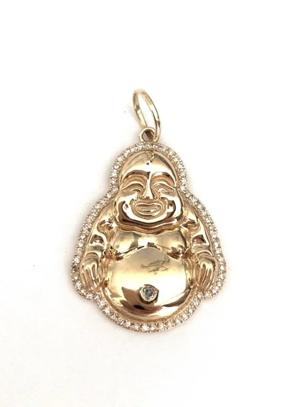 Buddha 14K Yellow Gold &amp; Diamond Pendant