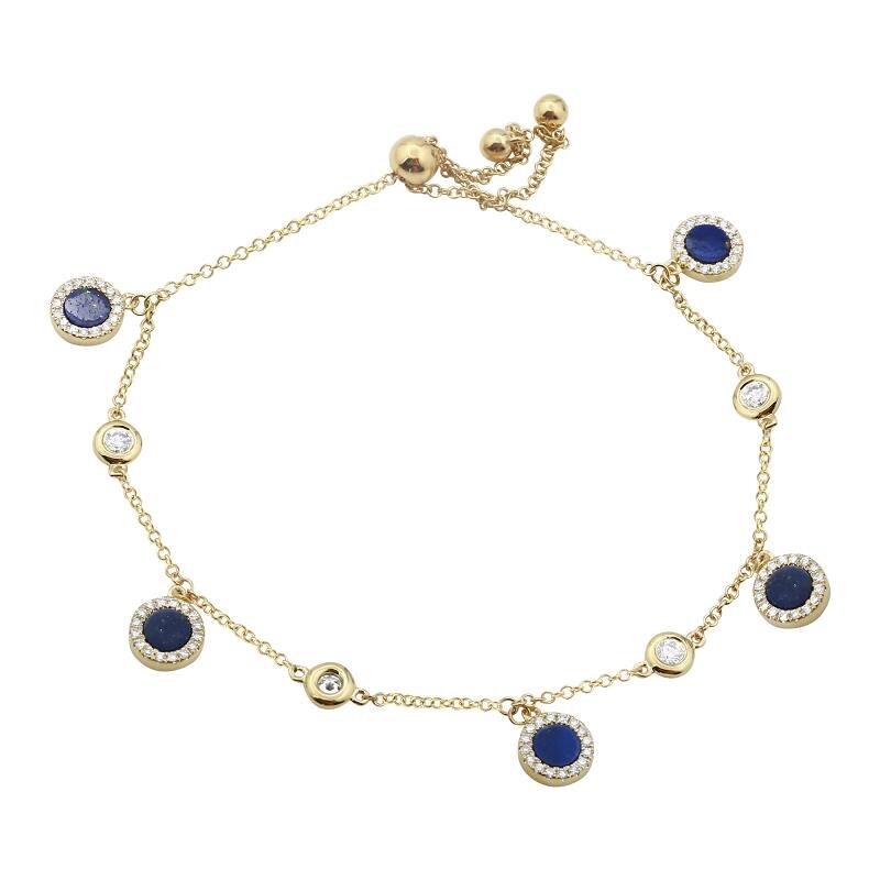 Siren 14K Yellow Gold  Diamond and Lapis Bolo