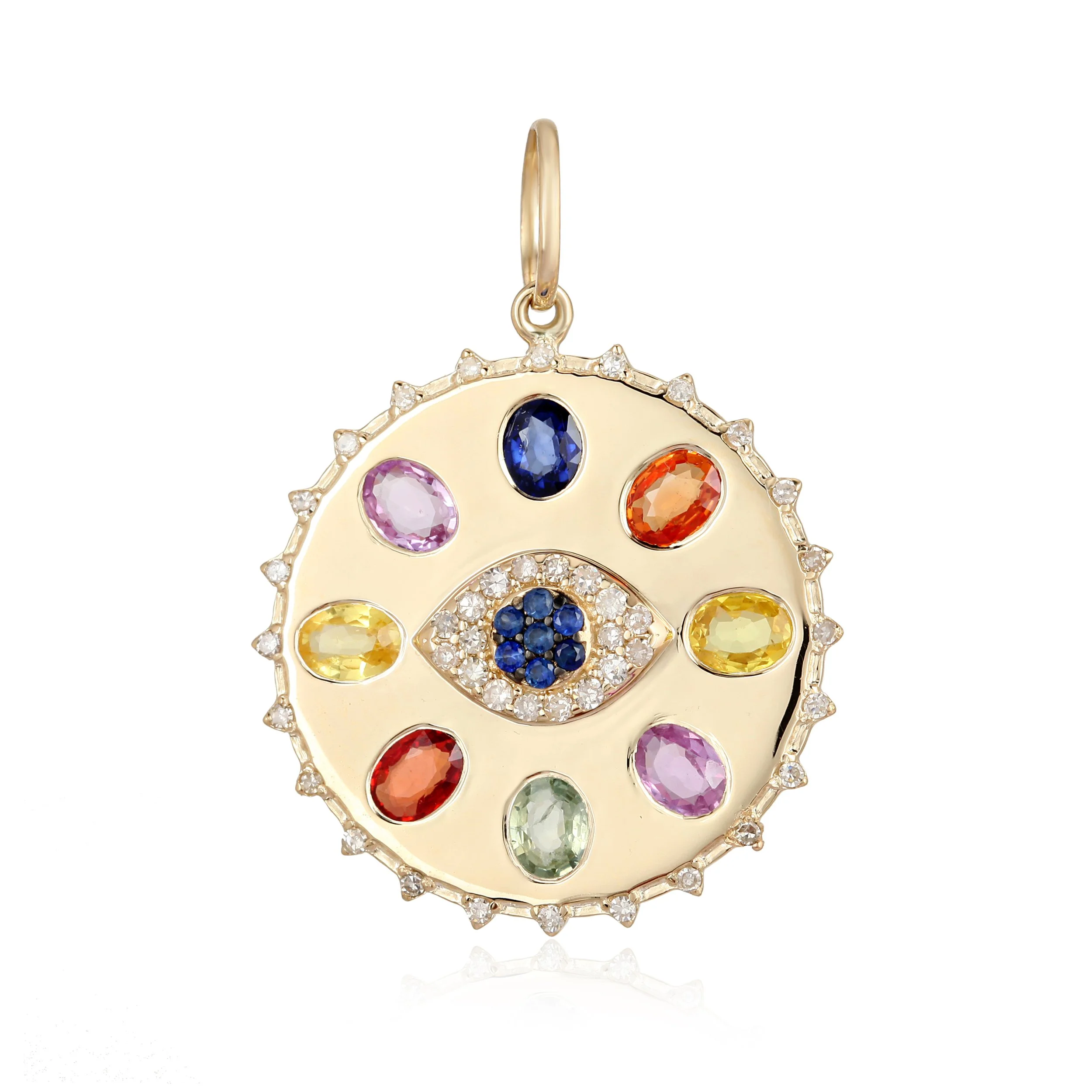 Multi Color Sapphire and Diamond Pendant