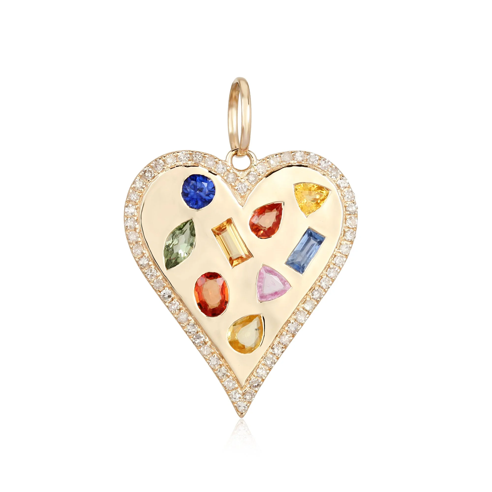 Multi Sapphire and Diamond Heart Pendant