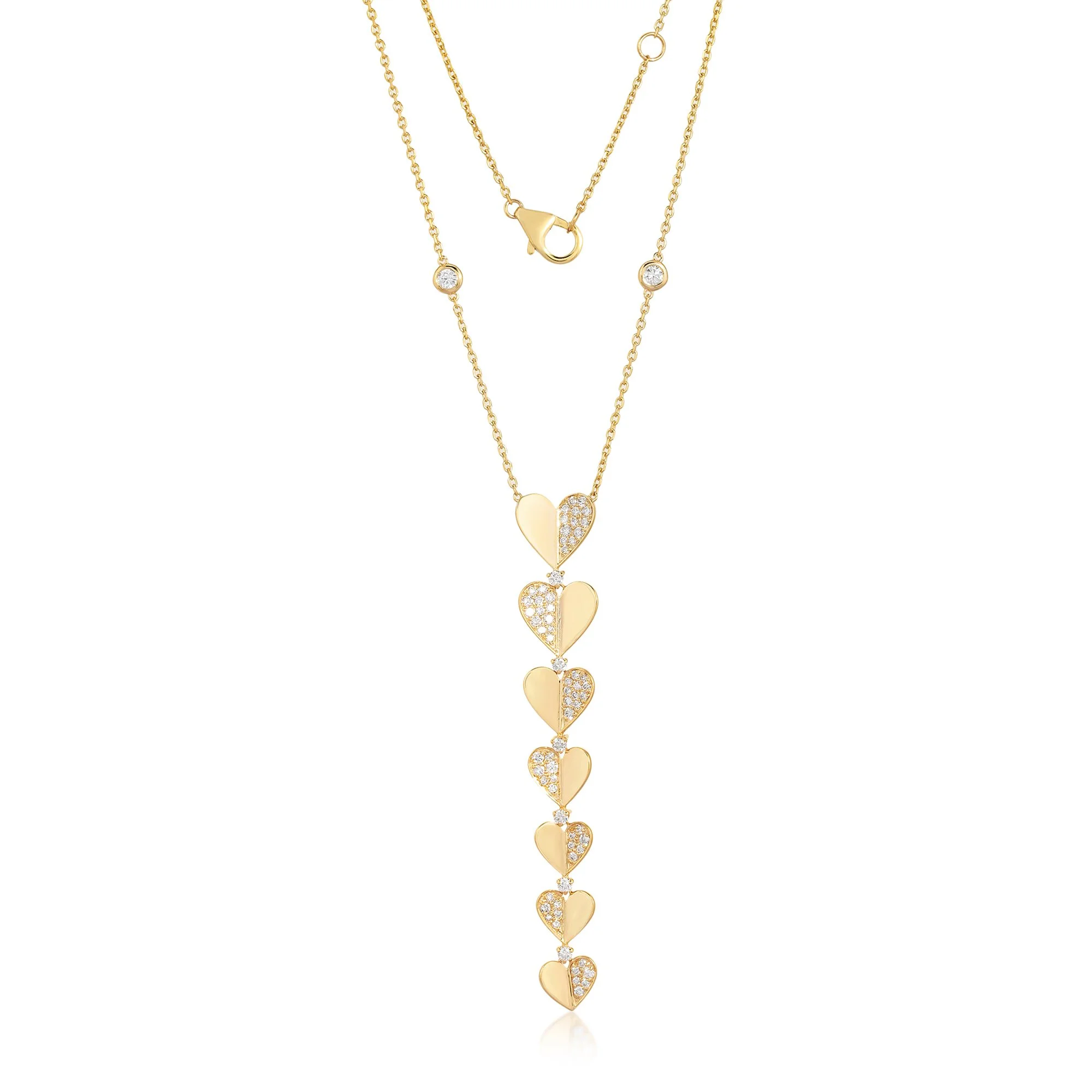 Hearts Diamond Lariat Necklace