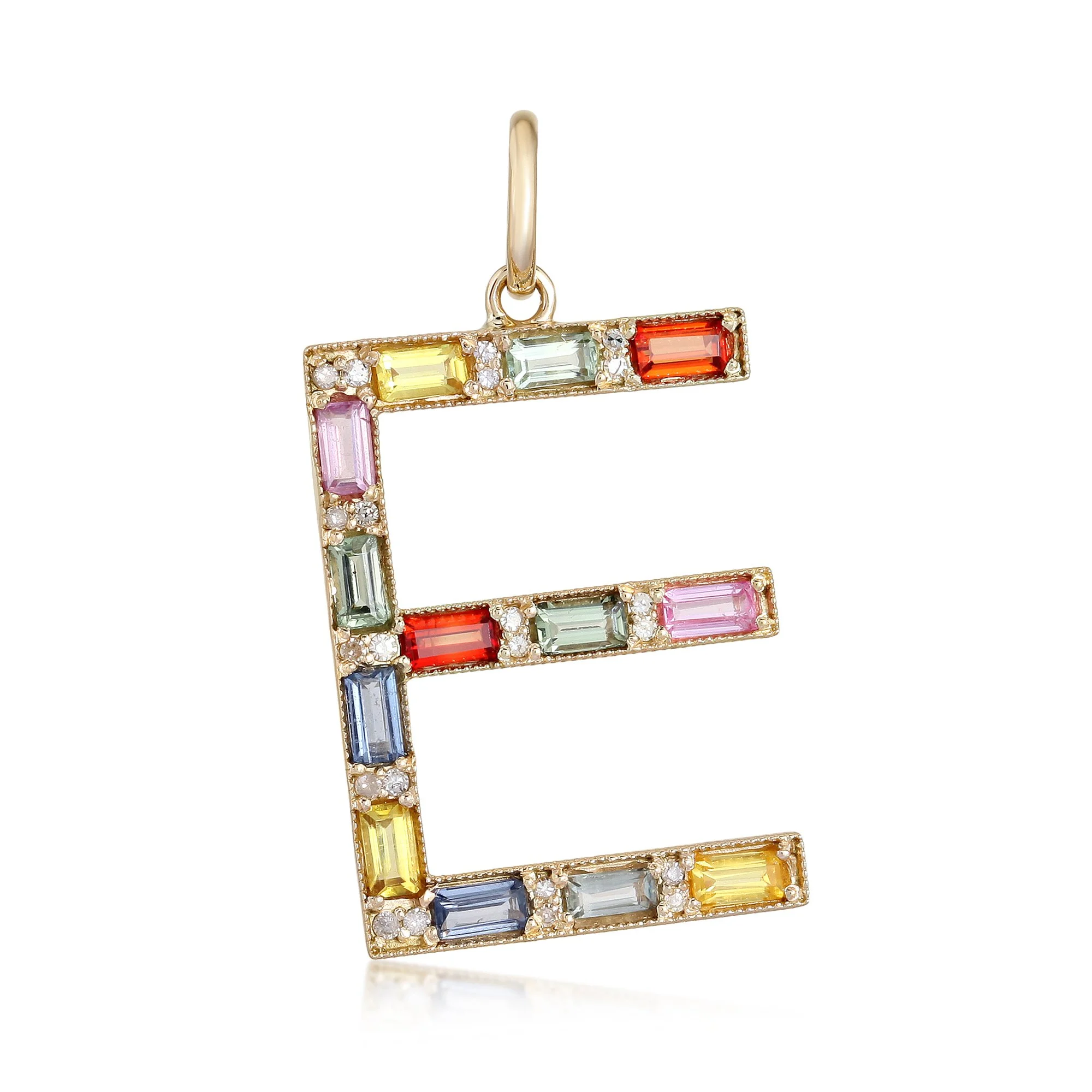 "E" Multi Sapphire and Diamond Pendant