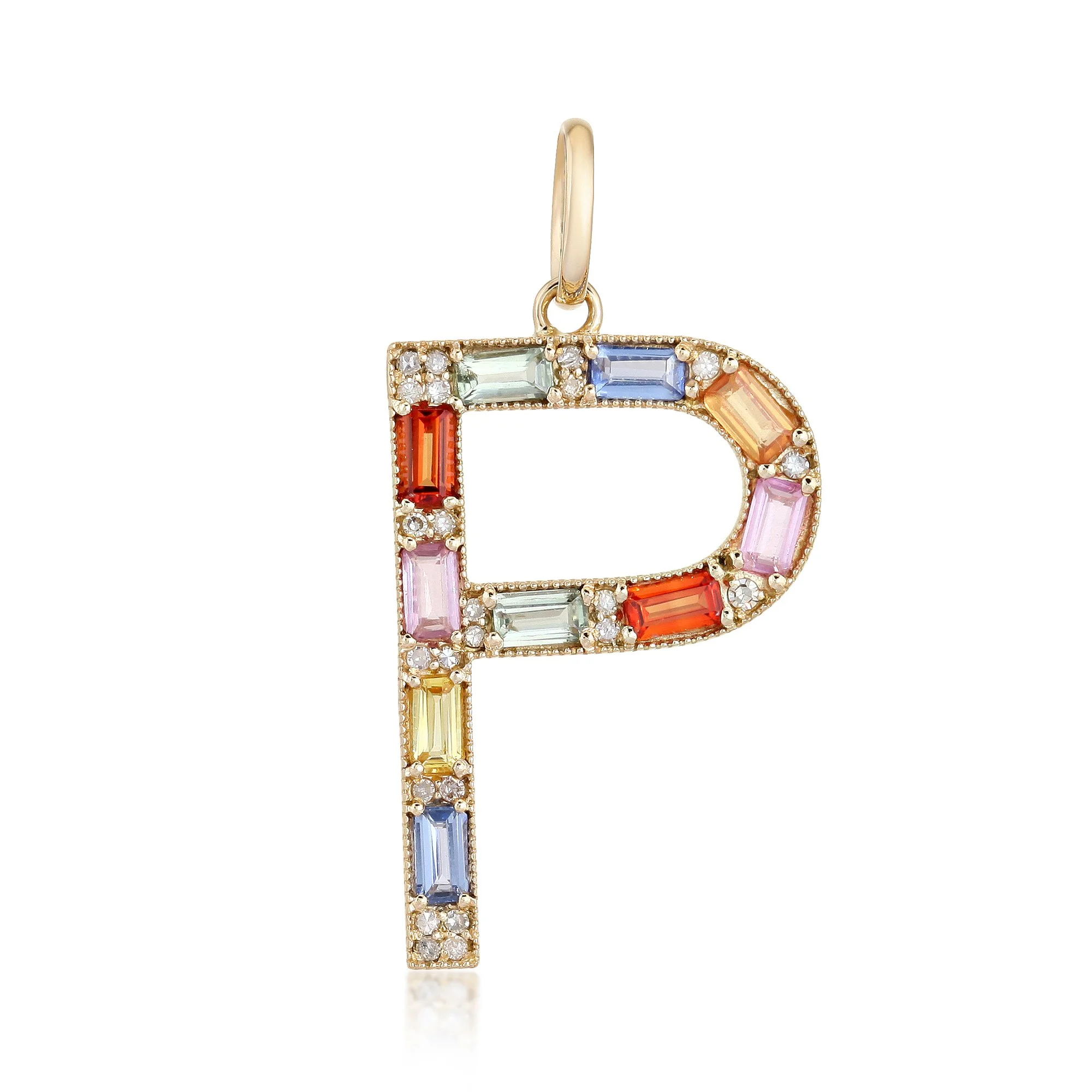 "P" Multi Sapphire and Diamond Pendant
