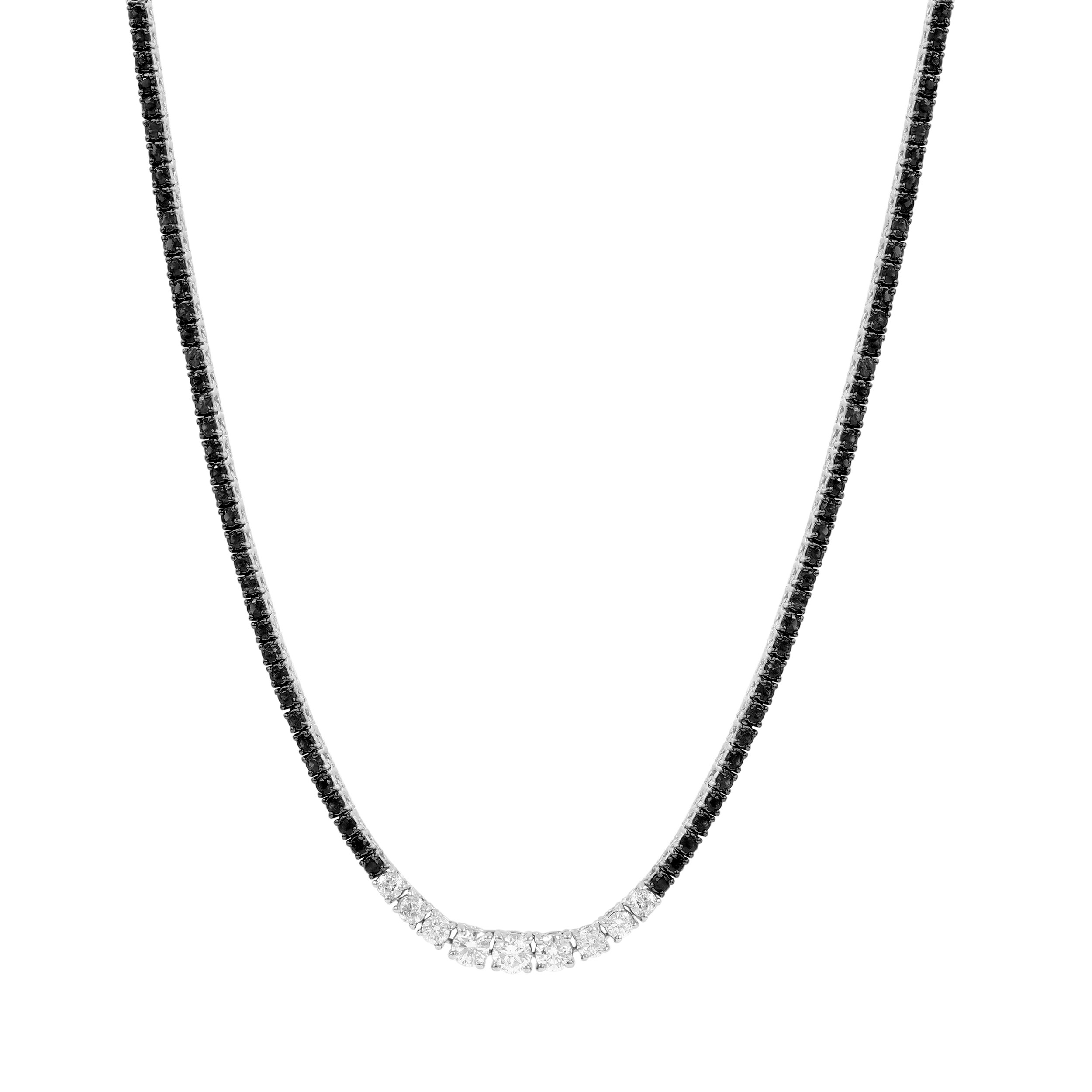 Colorblock Black and White Diamond Necklace