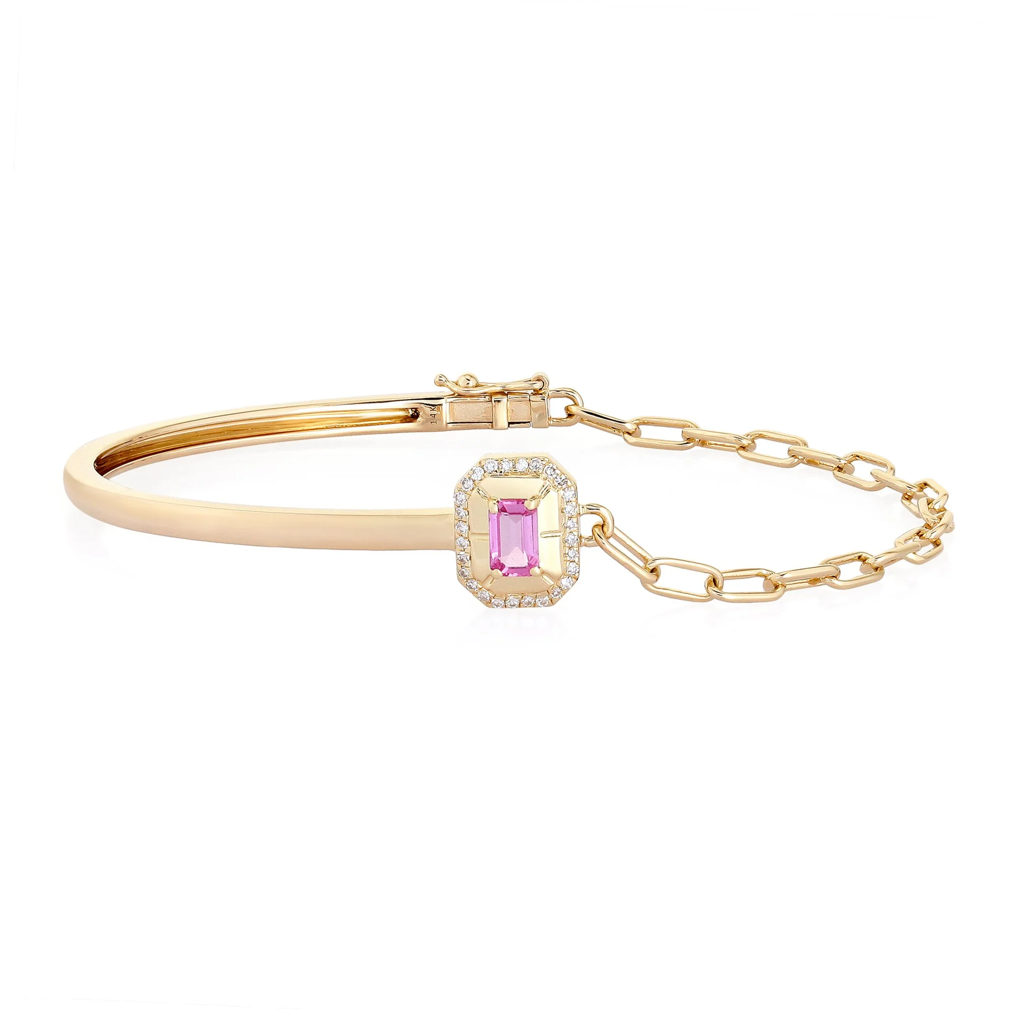 Pink Sapphire Bangle and Link Bracelet