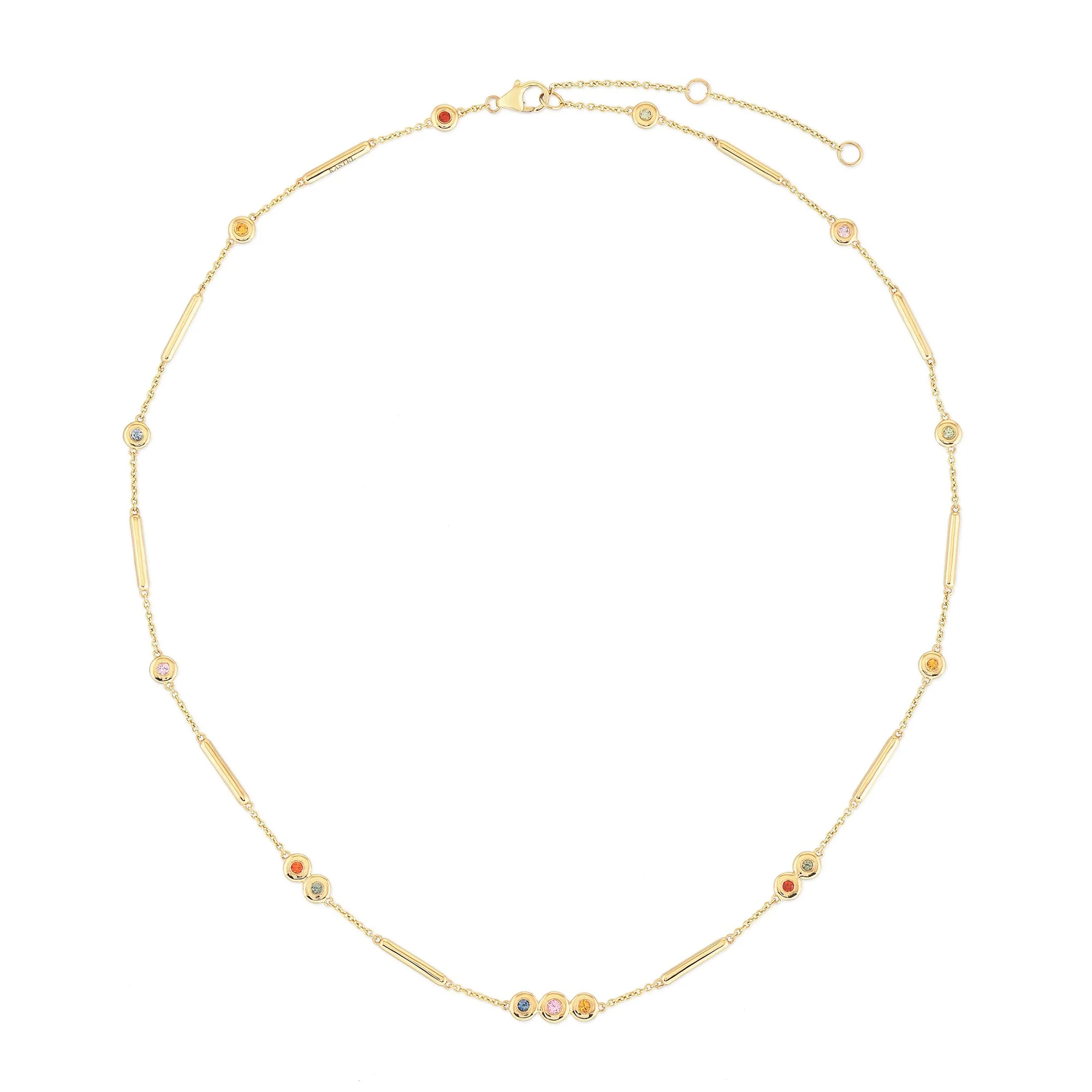 Multi Sapphires Bar Stations Necklace