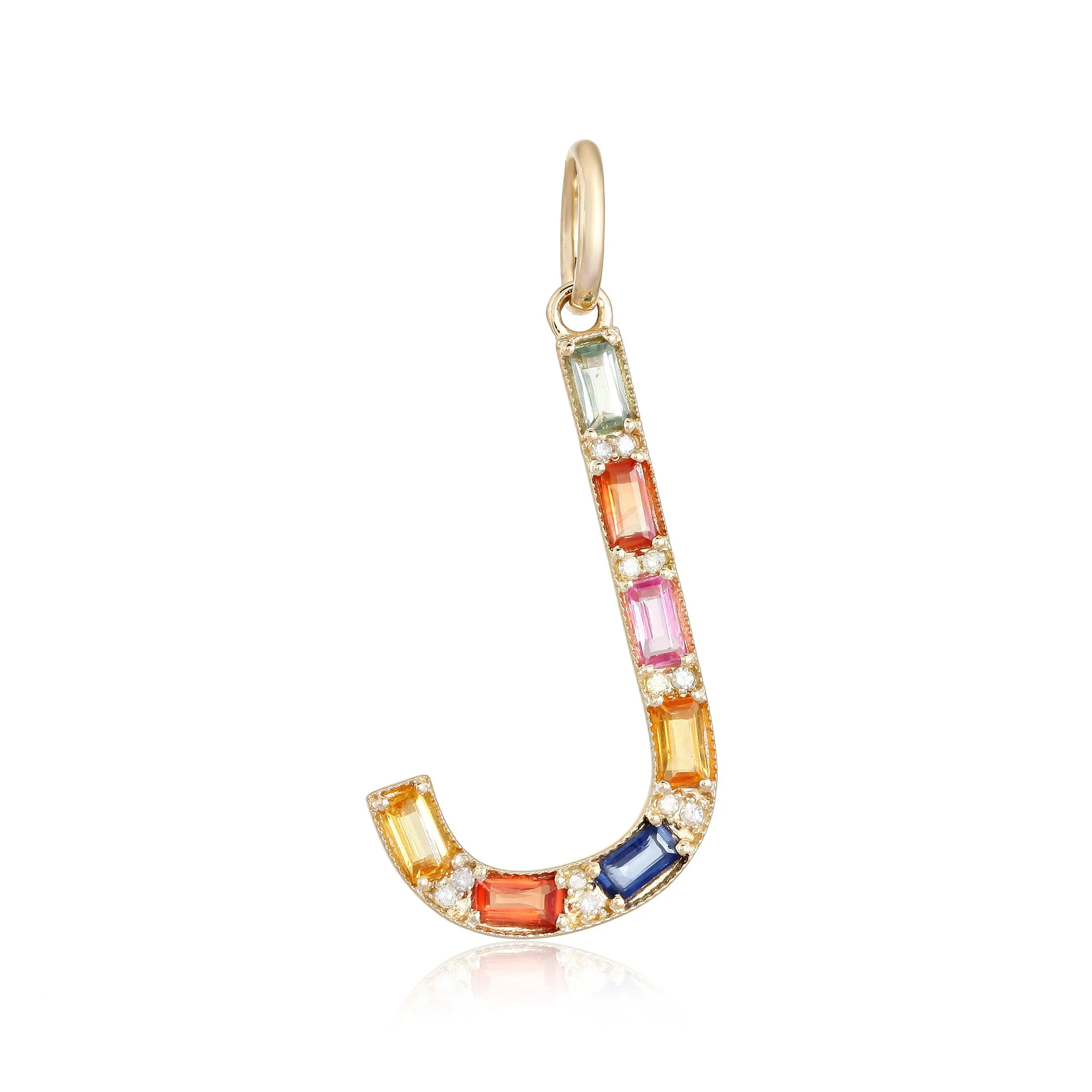 "J" Multi Sapphire and Diamond Pendant