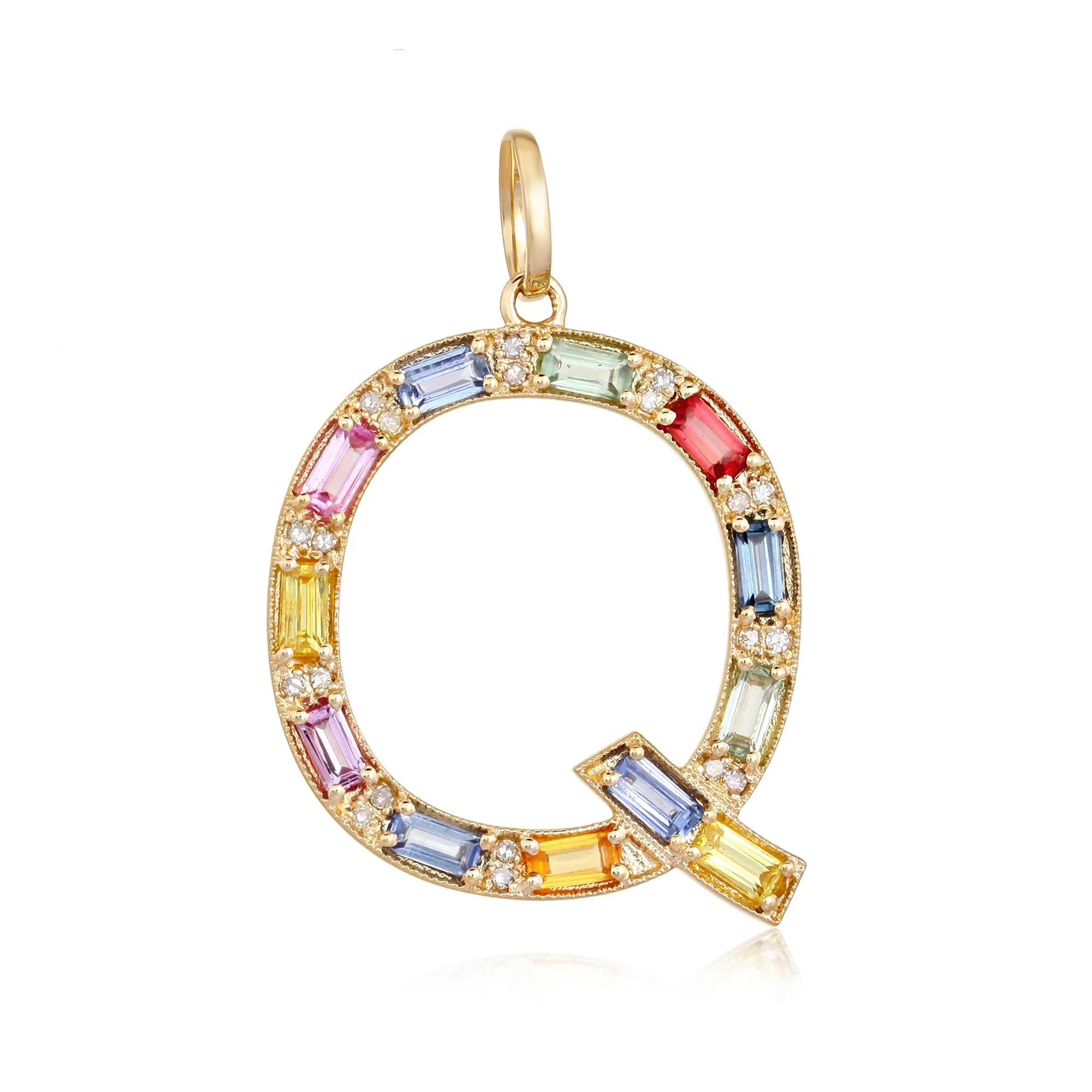 "Q" Multi Sapphire and Diamond Pendant