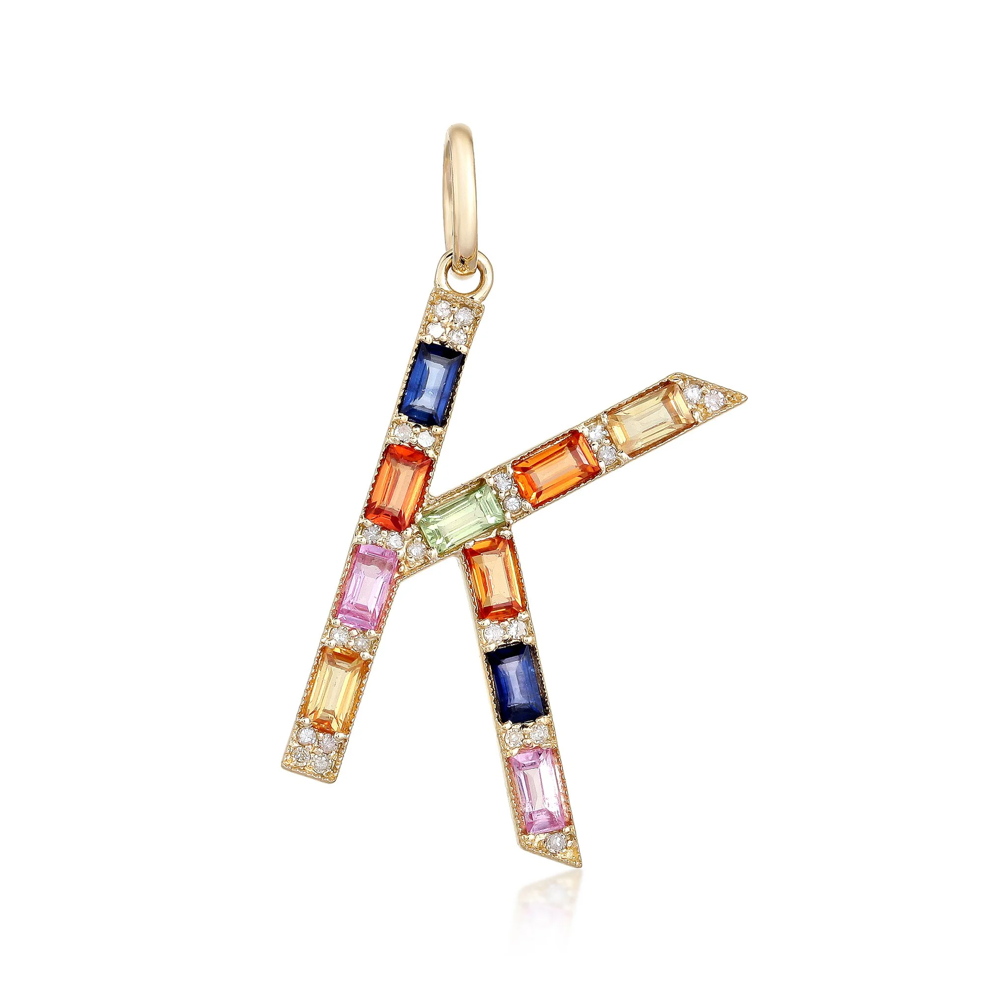 "K" Multi Sapphires and Diamonds Pendant