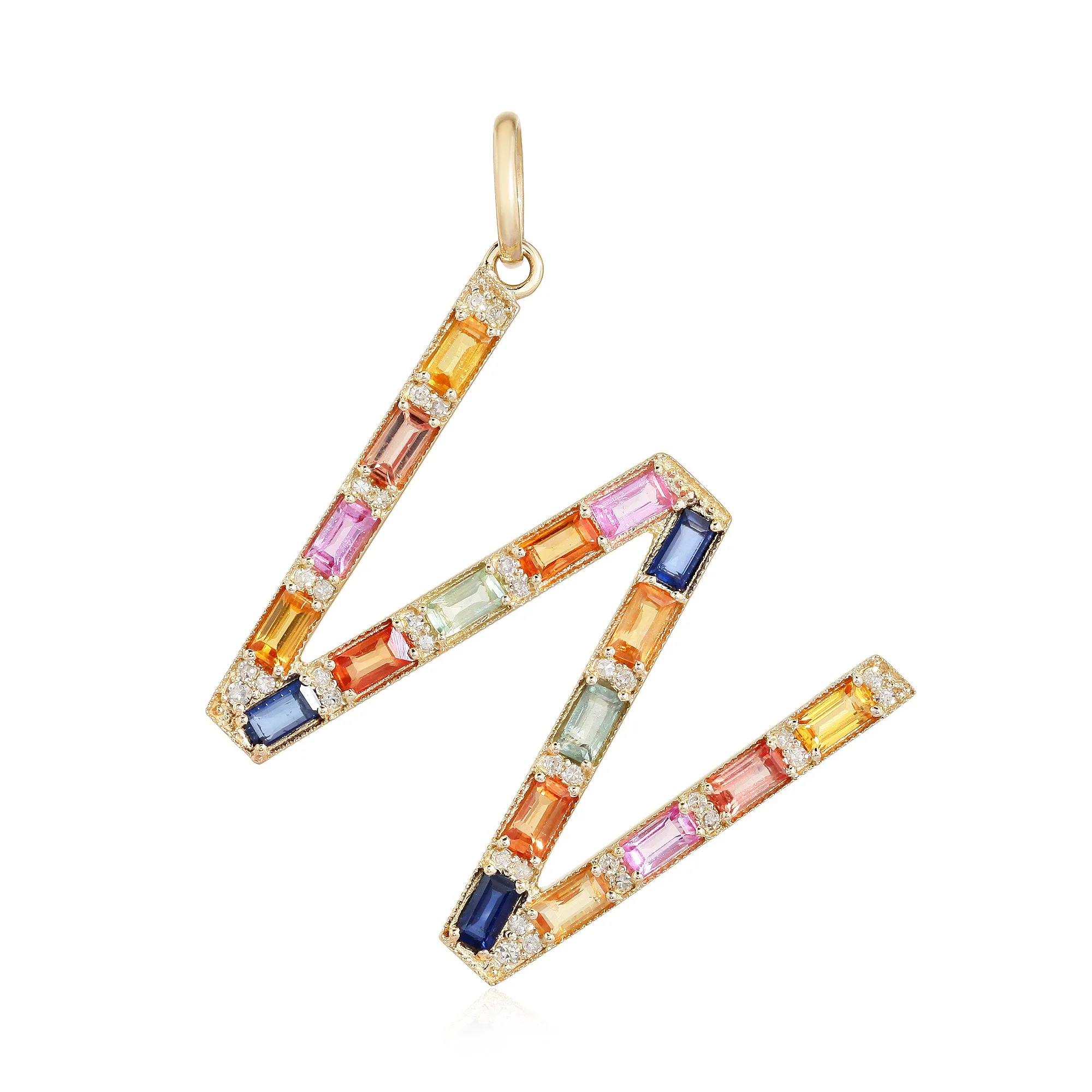 "W" Multi Sapphires and Diamonds Pendant