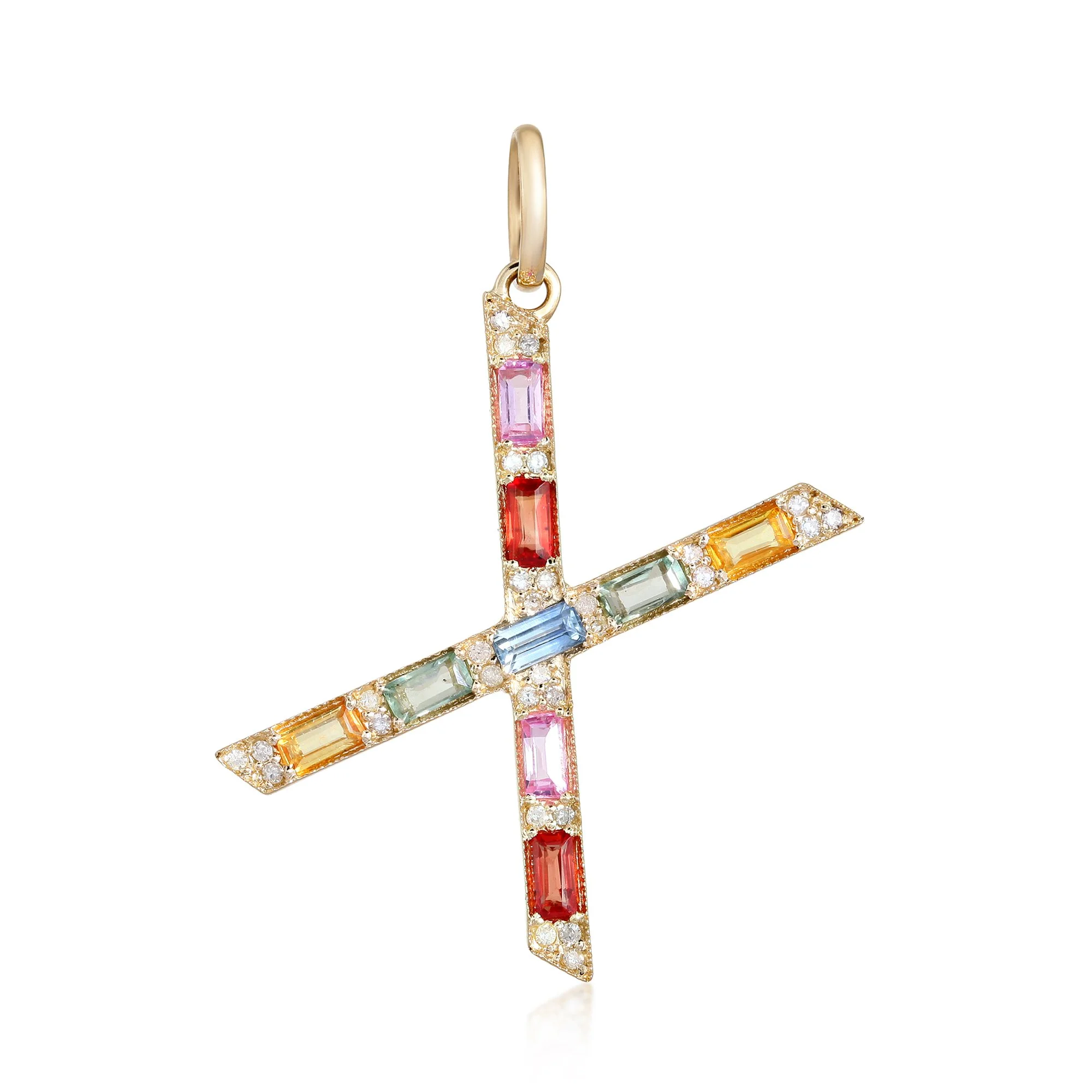 "X" Multi Sapphires and Diamonds Pendant