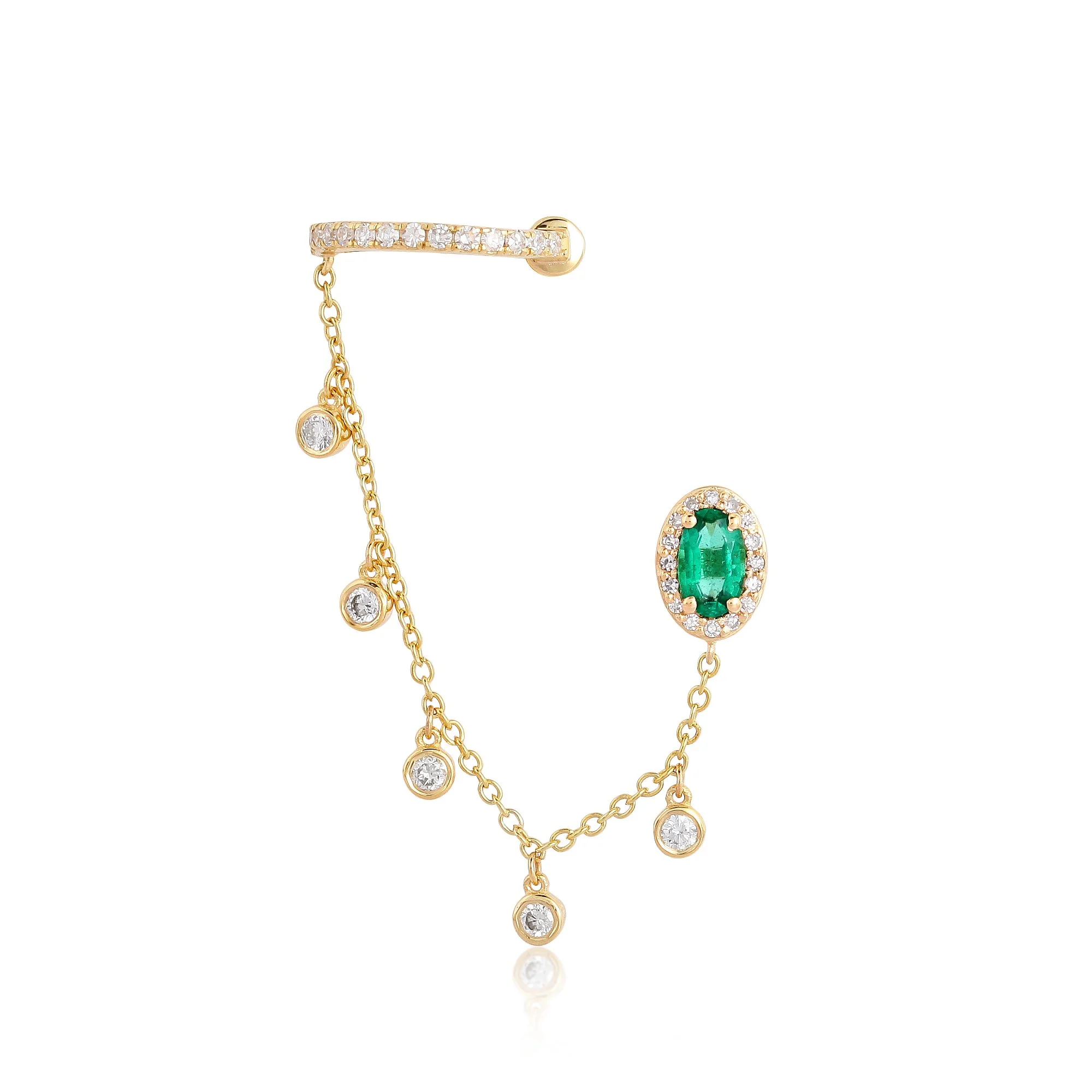 Emerald & Diamond cuff/loop (Single) Post Earring