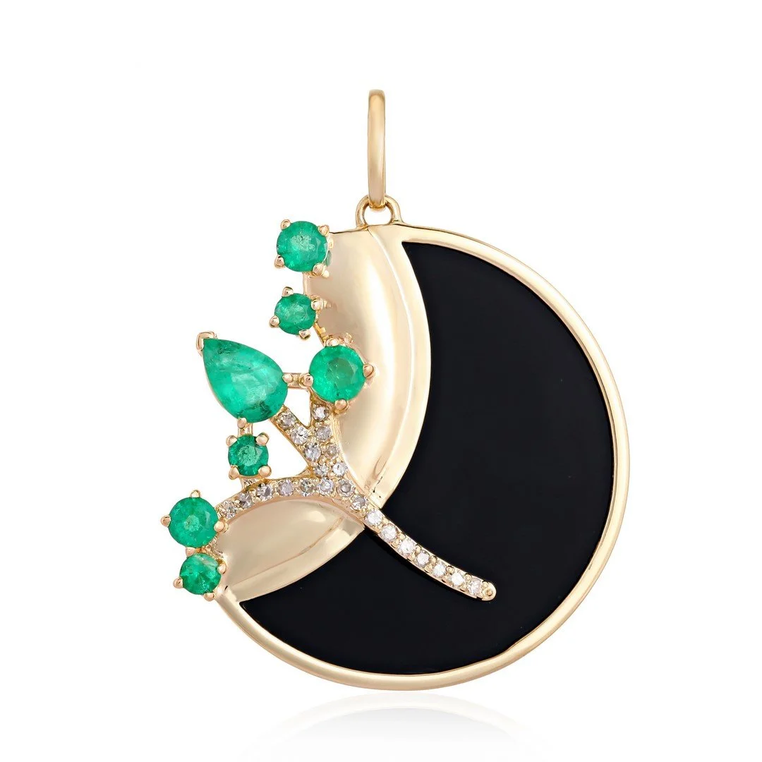 Bloom Emerald and Onyx Pendant