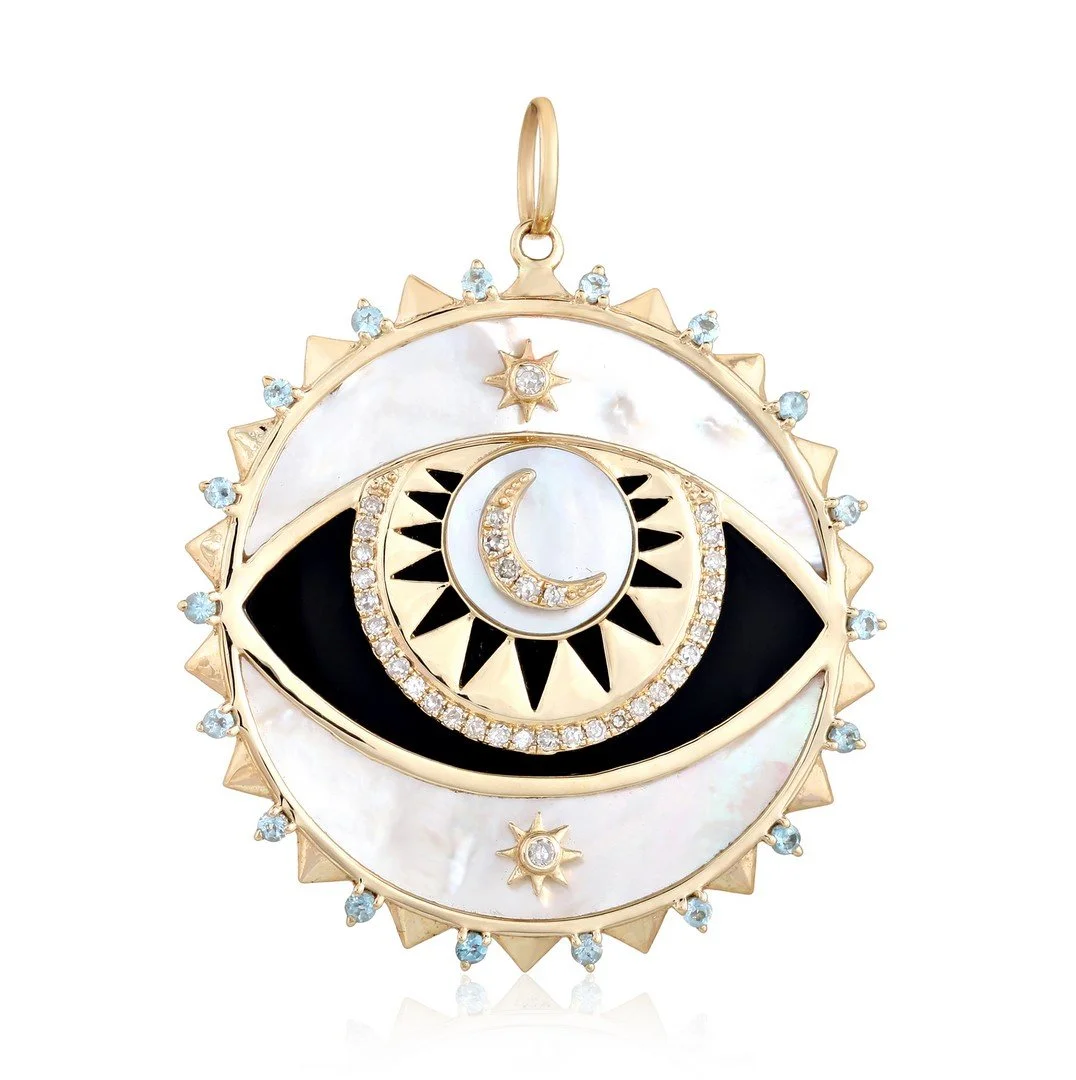 Cyrene Evil Eye Mother of Pearl Amulet Pendant