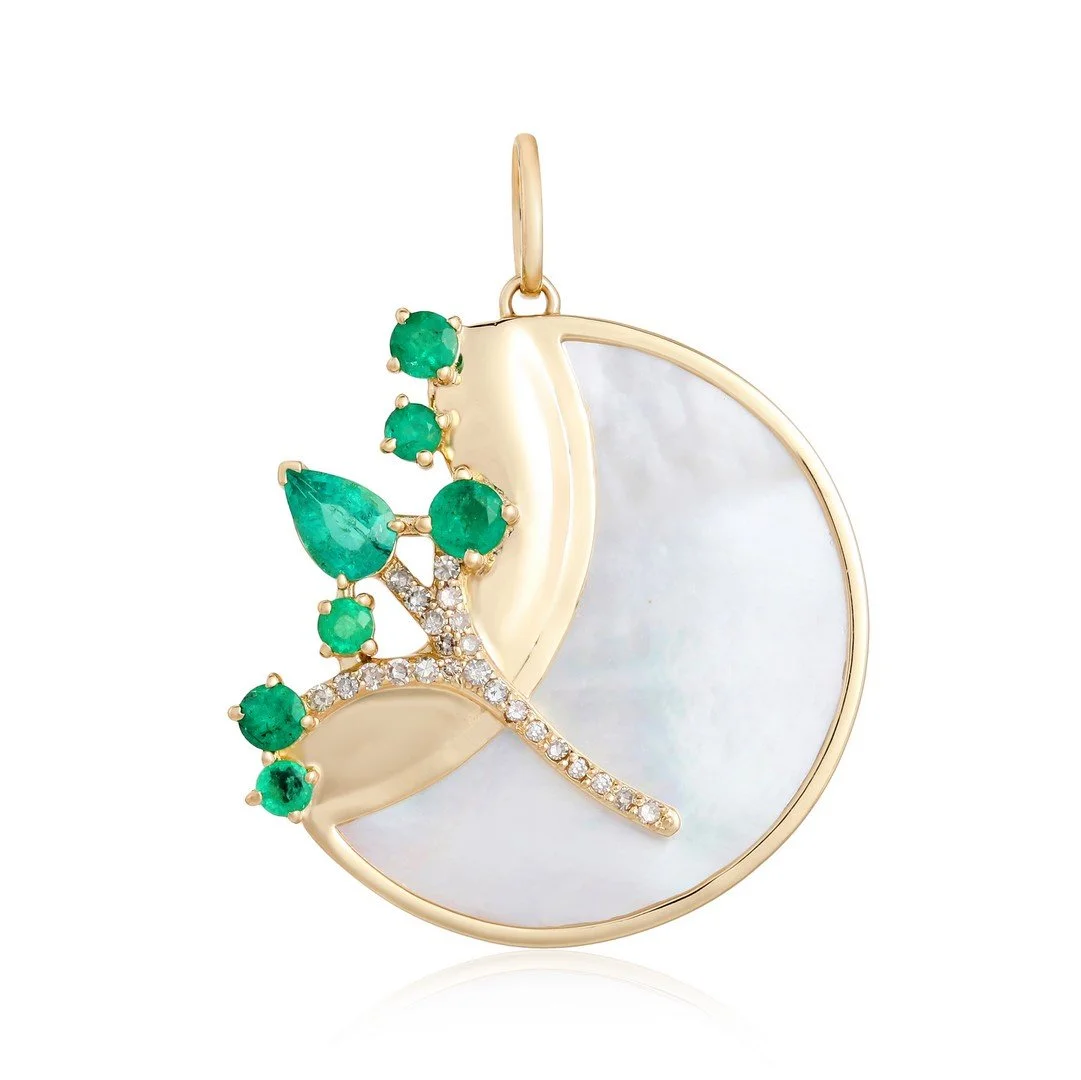 Bloom Emerald and Mother of Pearl Pendant