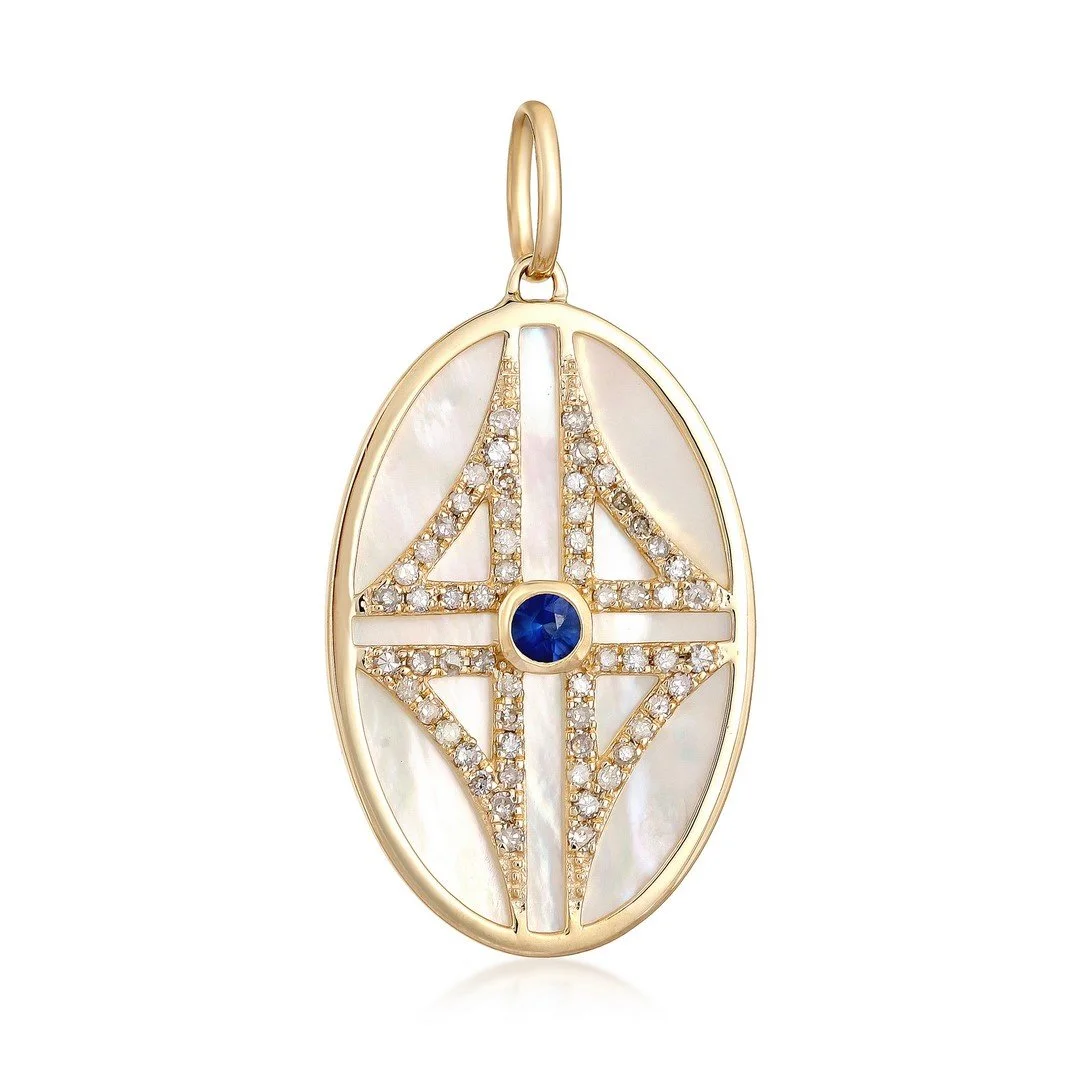 Nouveau Mother of Pearl Oval Pendant